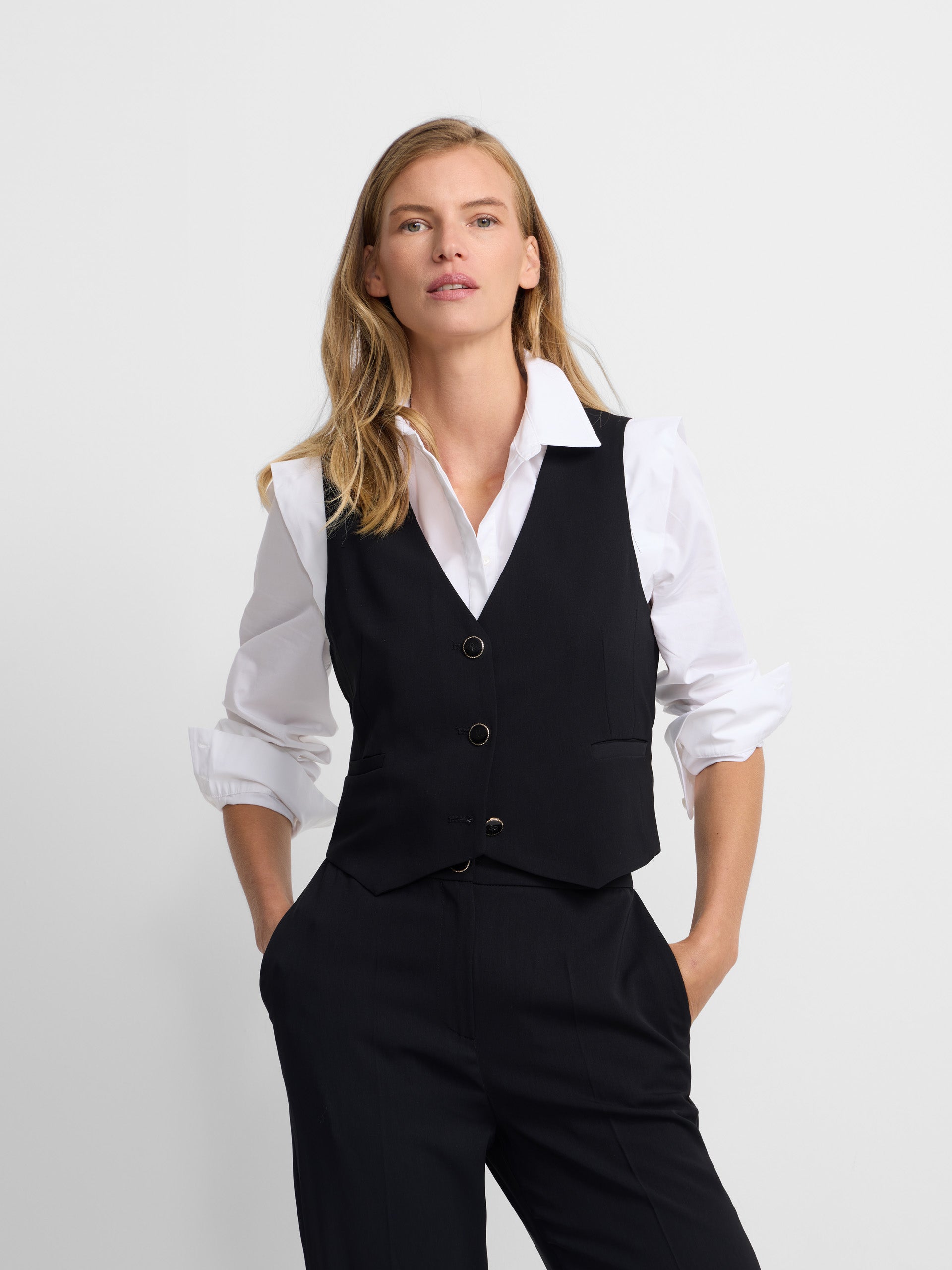Gilet femme classique tailleur noir