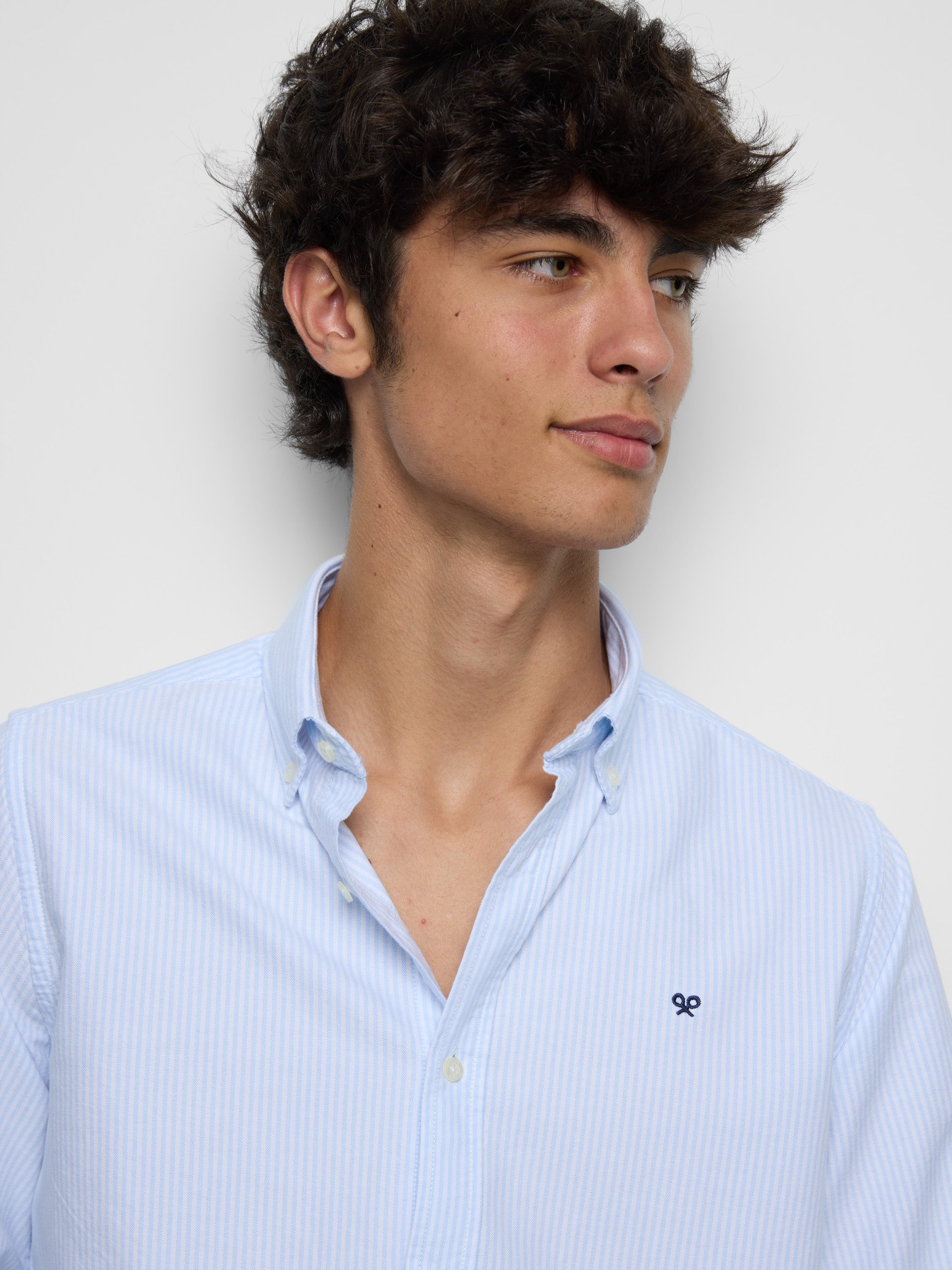 Chemise sport oxford coupe classique à rayures bleu clair