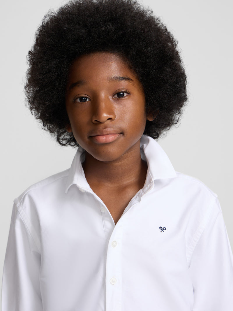 Polo desportivo clássico para crianças oxford branco
