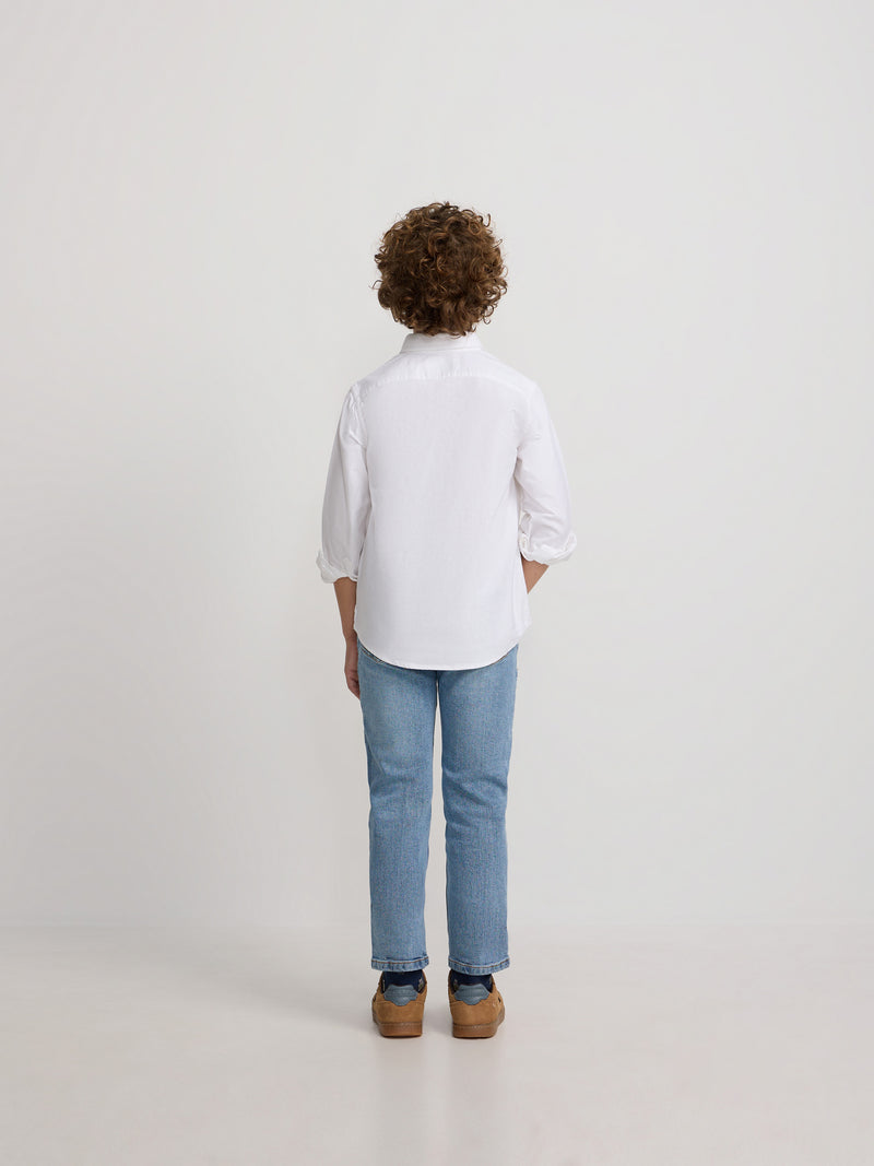 Polo desportivo clássico para crianças oxford branco
