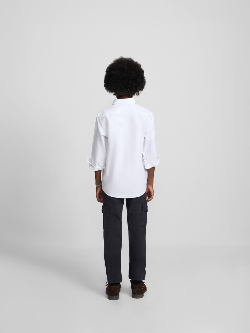 Polo desportivo clássico para crianças oxford branco