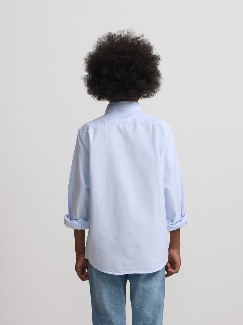Camisa sport clássica oxford azul claro para crianças