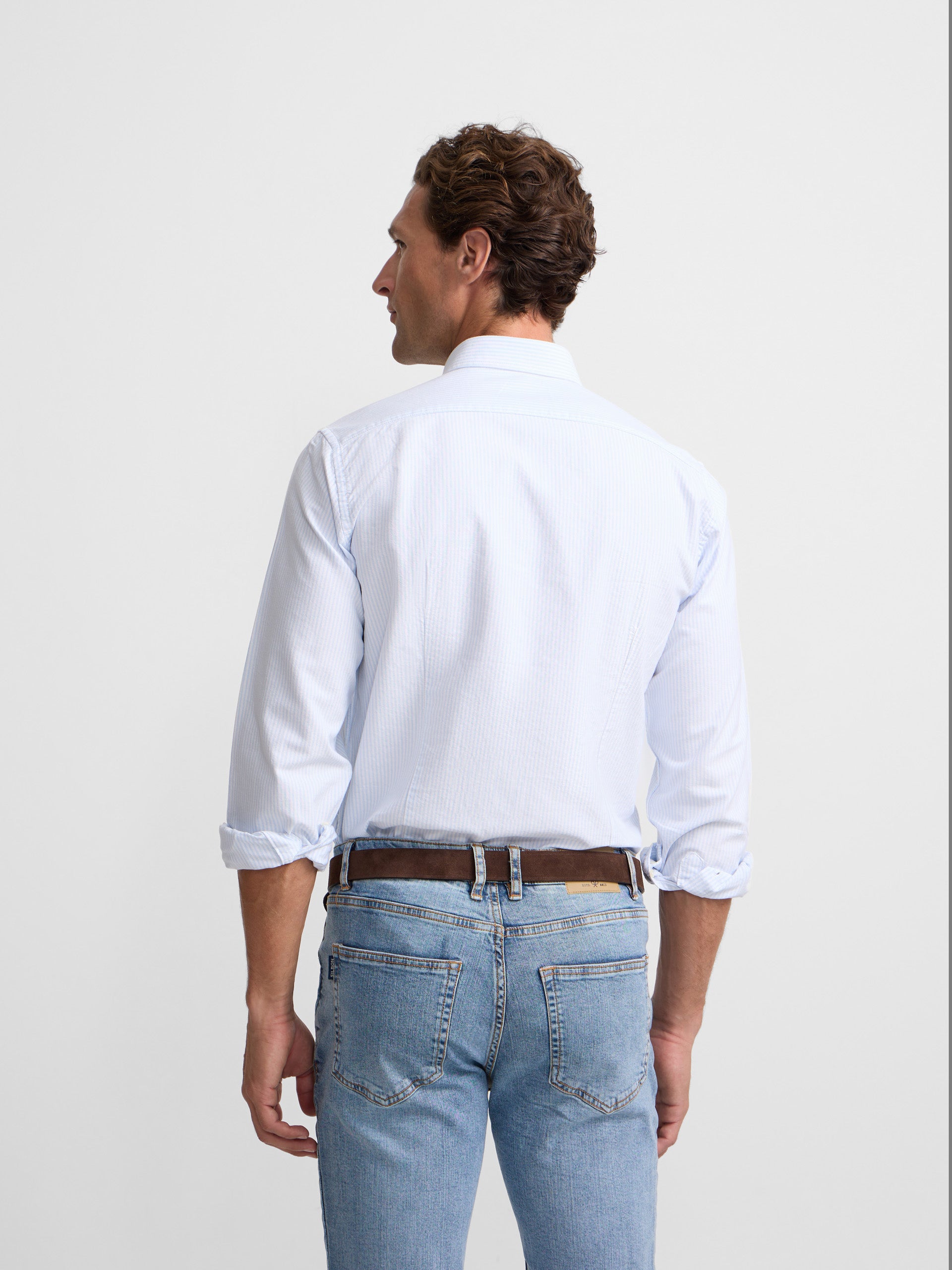 Light blue stripe oxford sport shirt