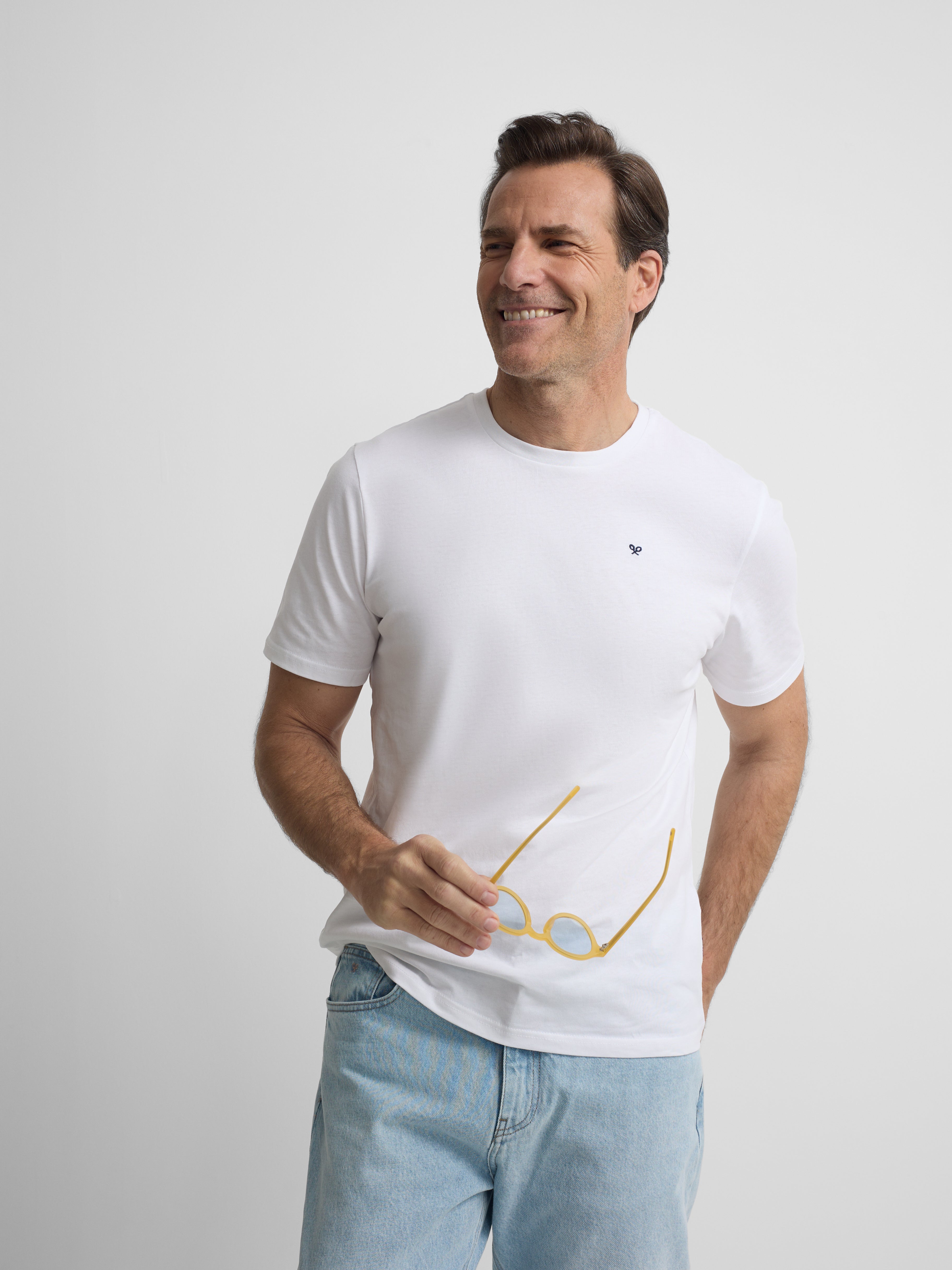 Camiseta silbon minilogo blanco