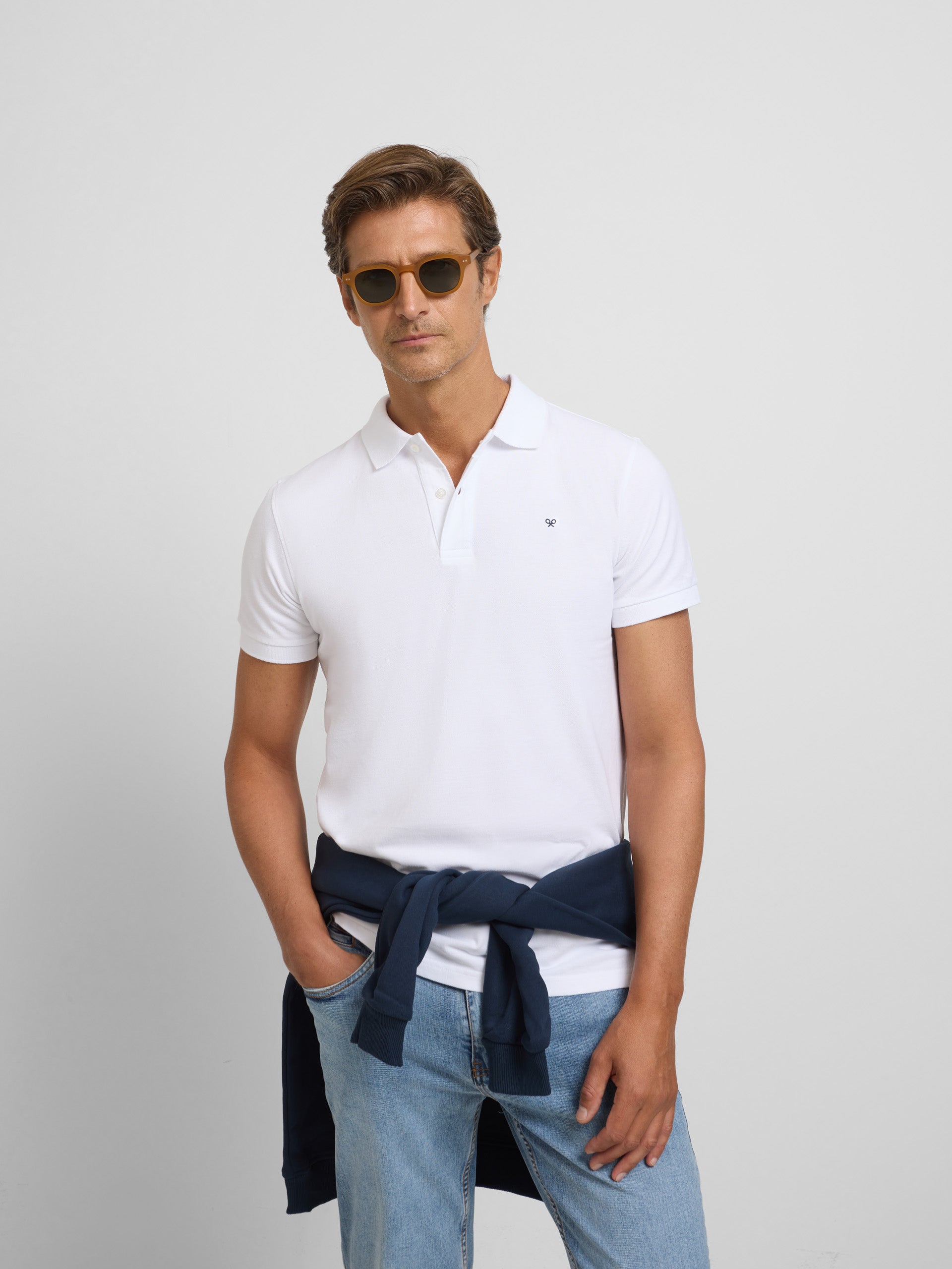 Classic plain white polo shirt