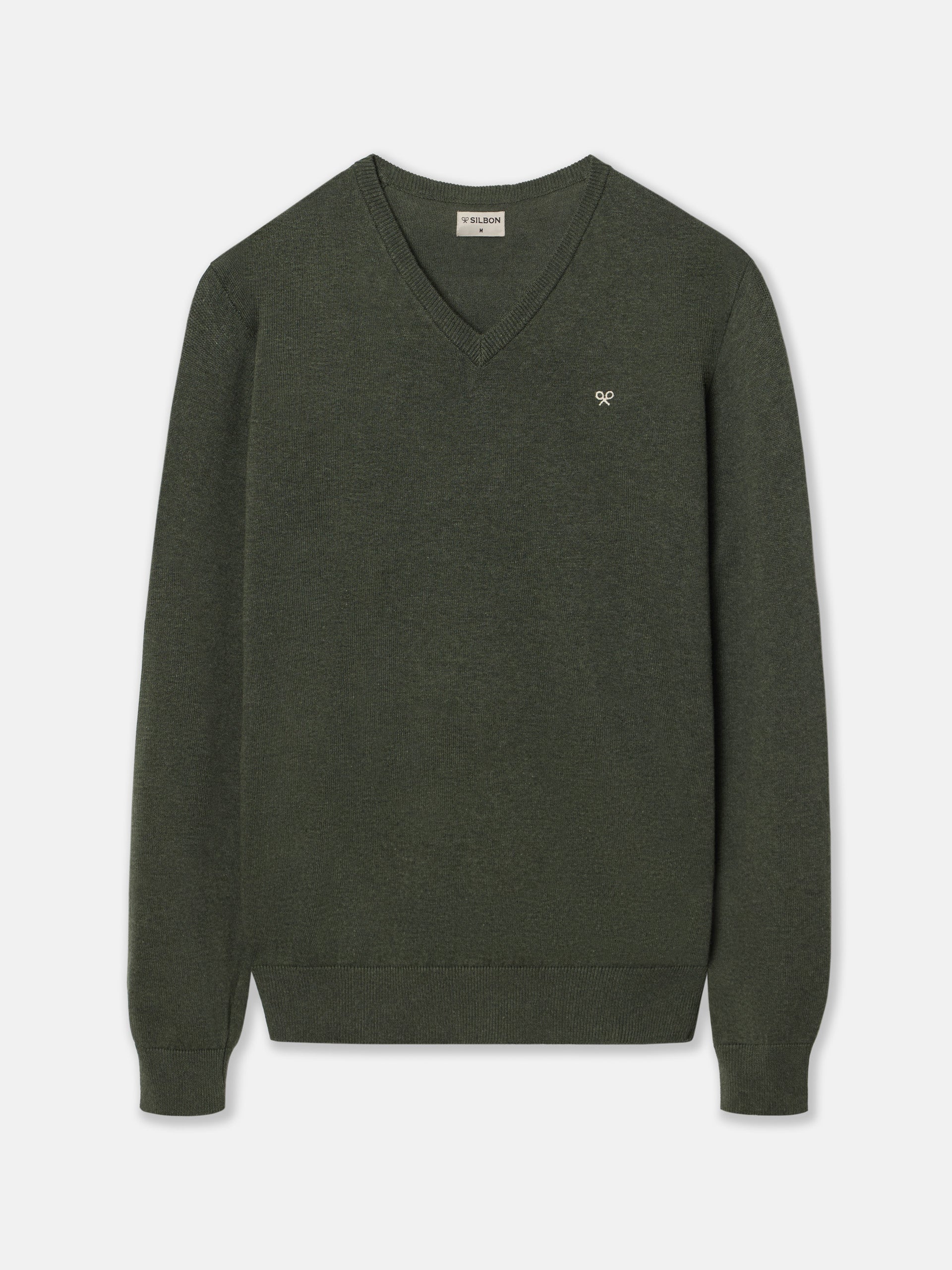 Green V-neck sweater