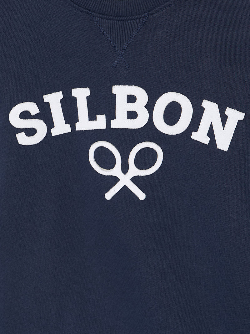 Silbon navy blue half racket sweatshirt