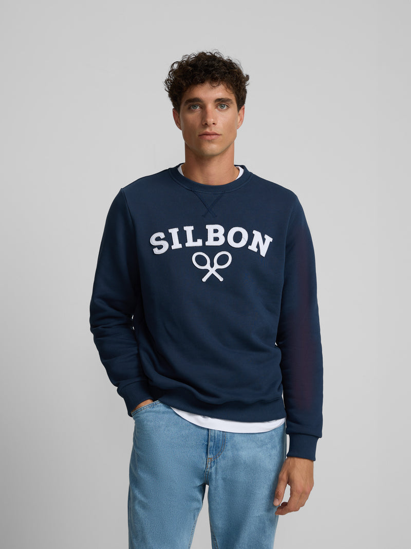 Silbon navy blue half racket sweatshirt