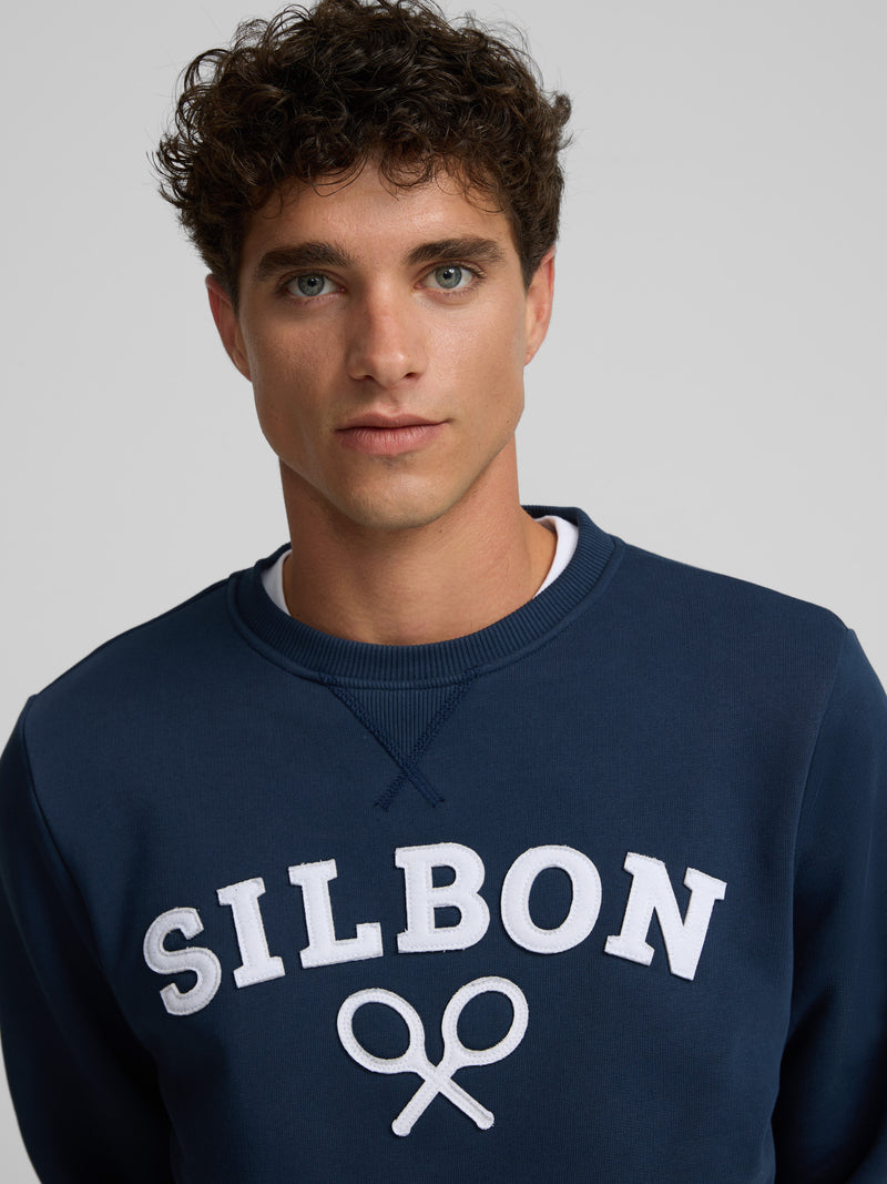 Silbon navy blue half racket sweatshirt