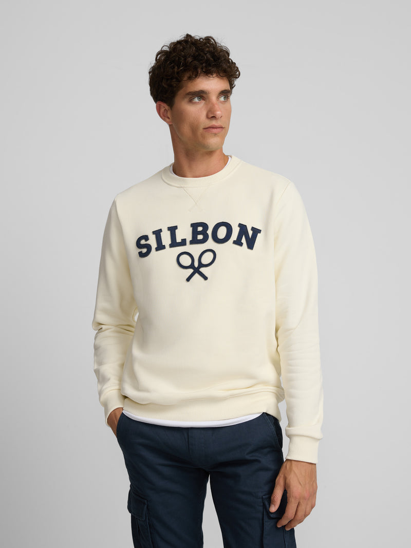 Silbon half-cream racket sweatshirt