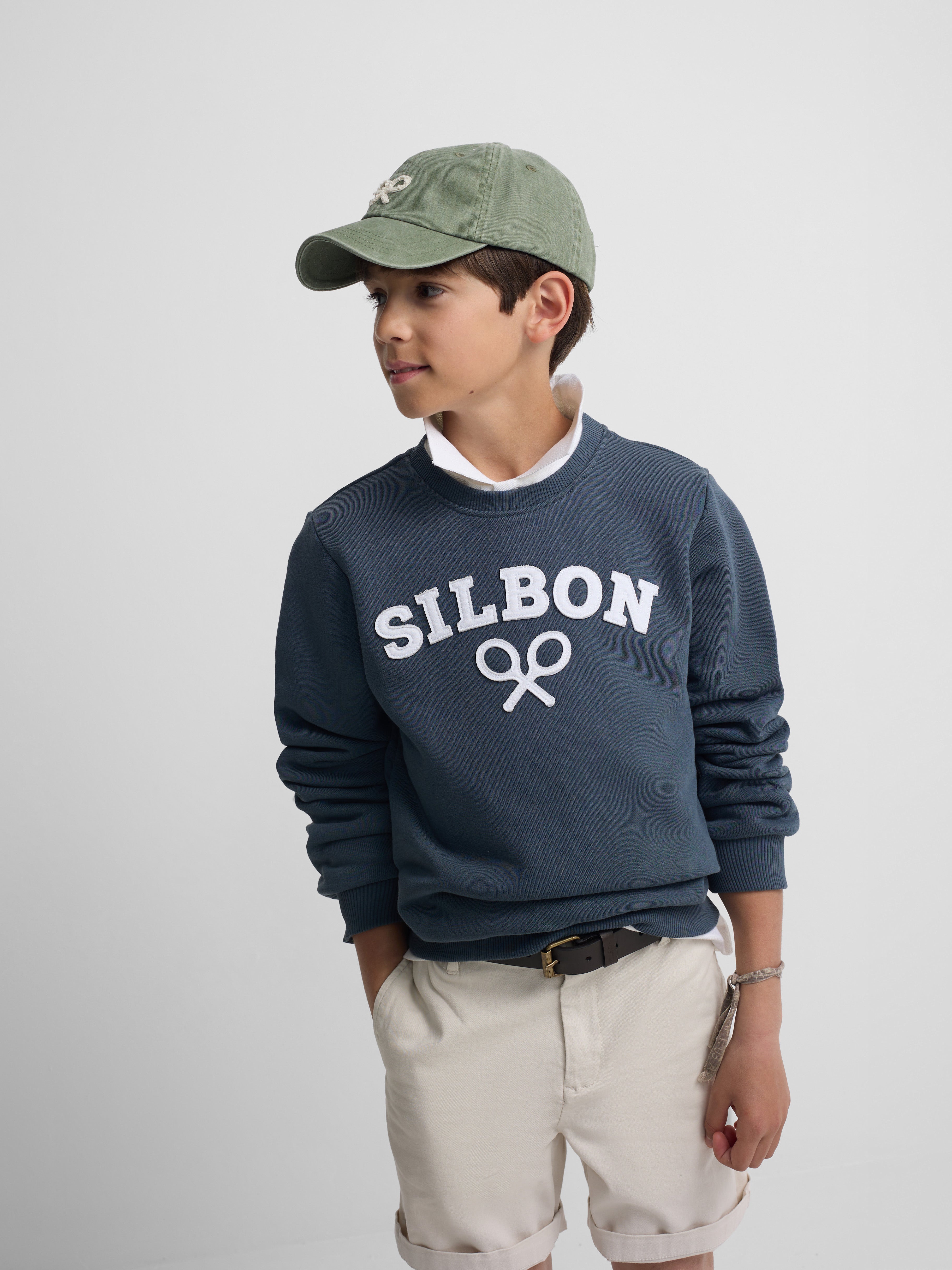 Navy blue half racket kids sweatshirt