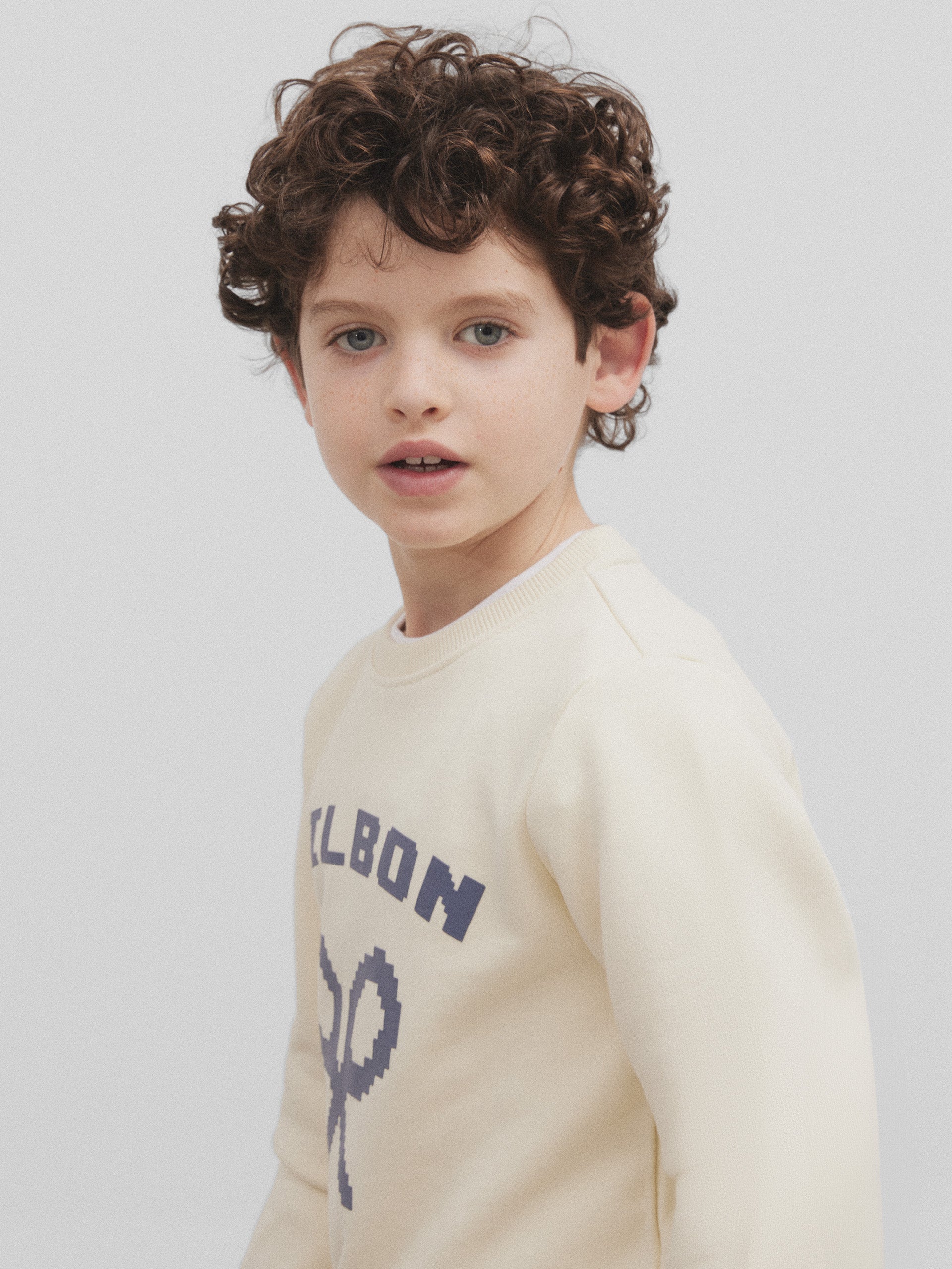 Cream pixel logo kids sweatshirt