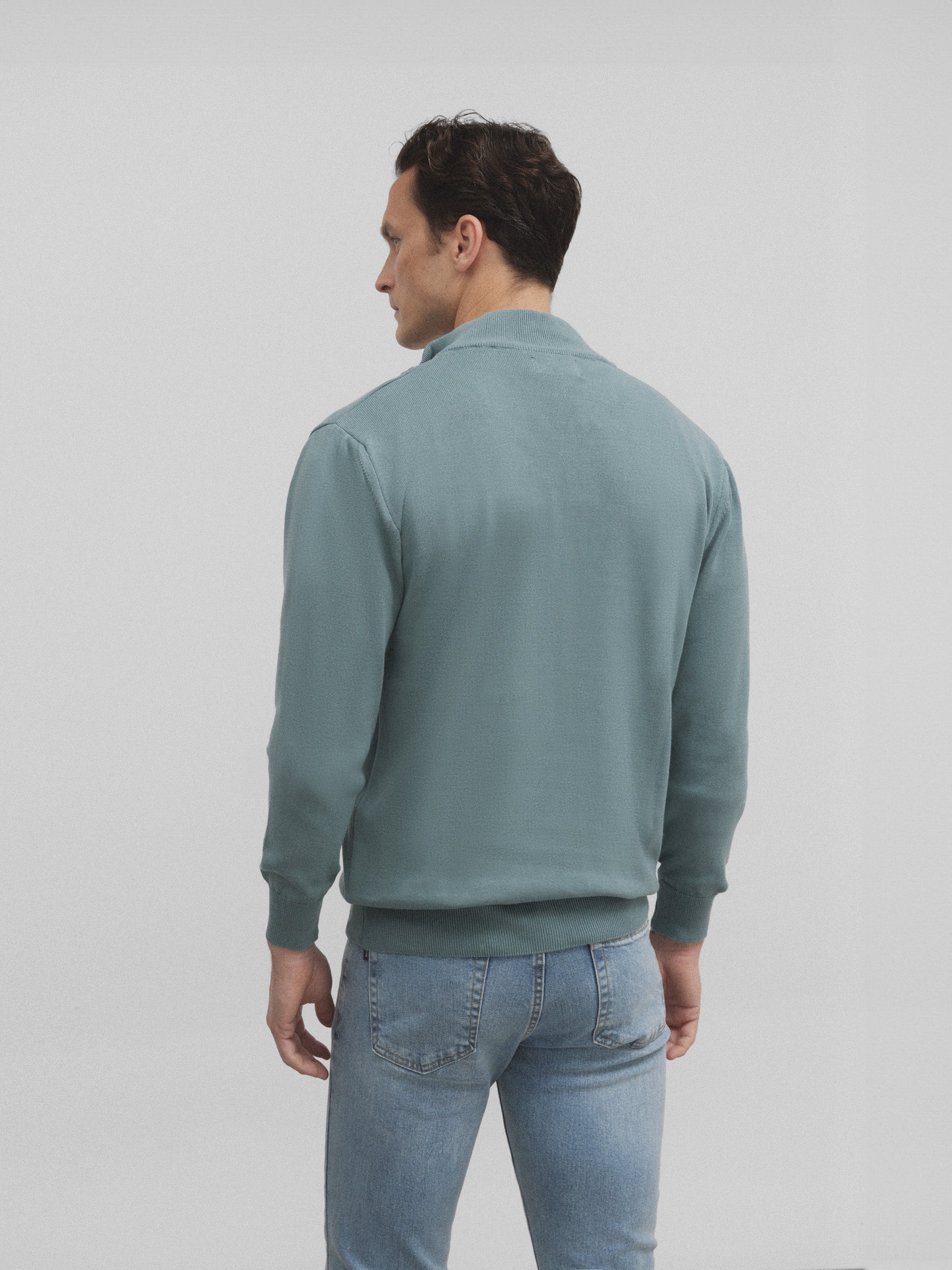 Petrol half-zip sweater