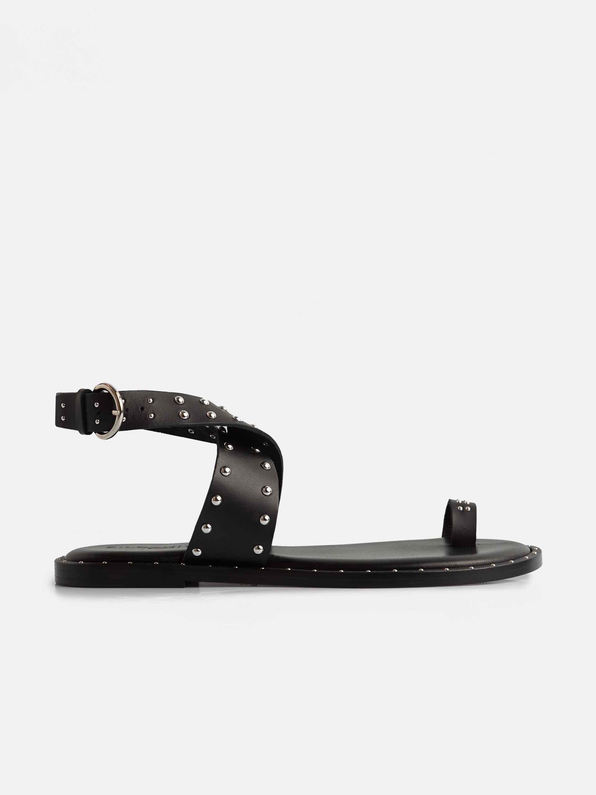 Black studded leather sandal