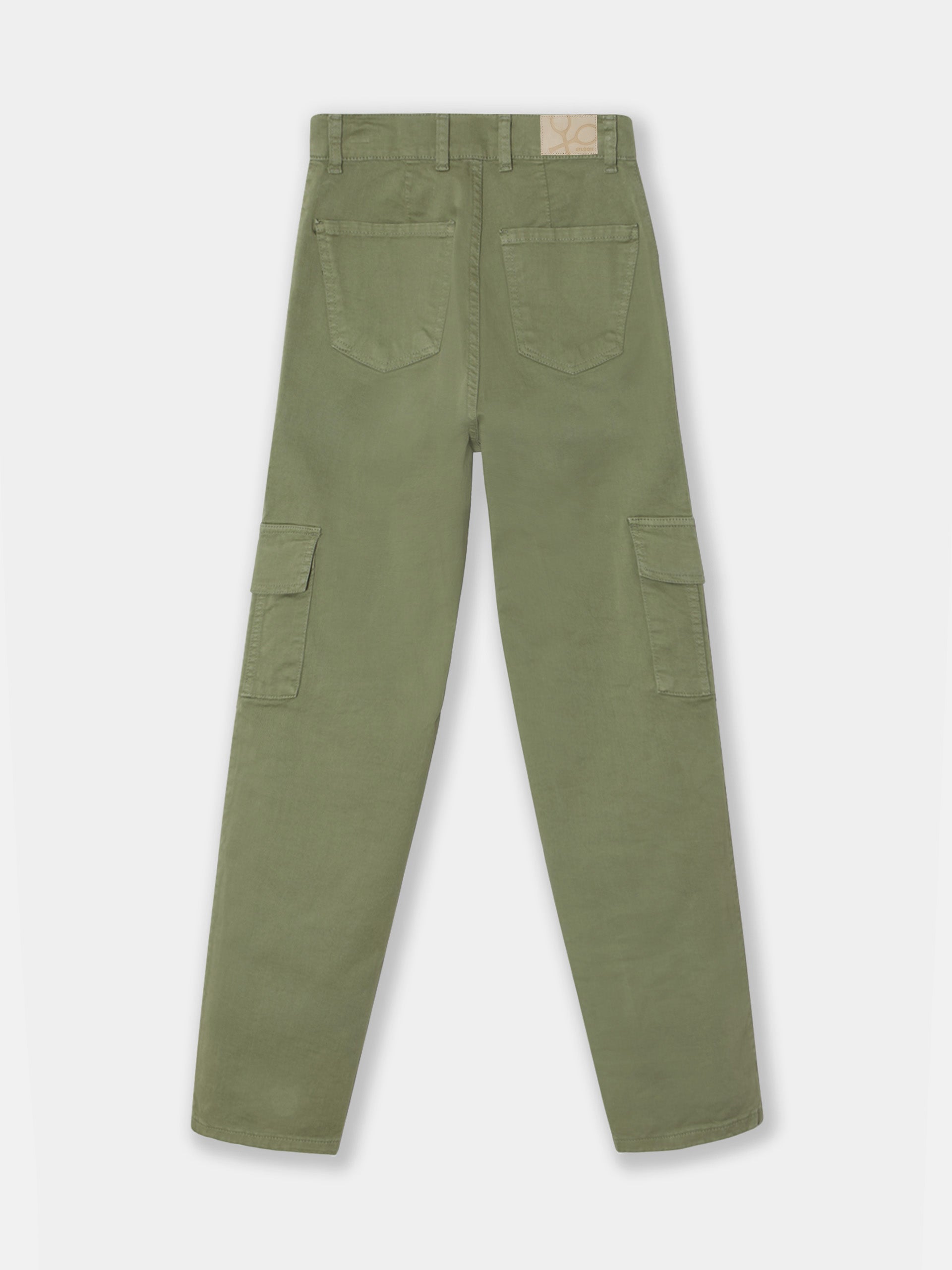 Pantalon cargo en denim kaki pour femme