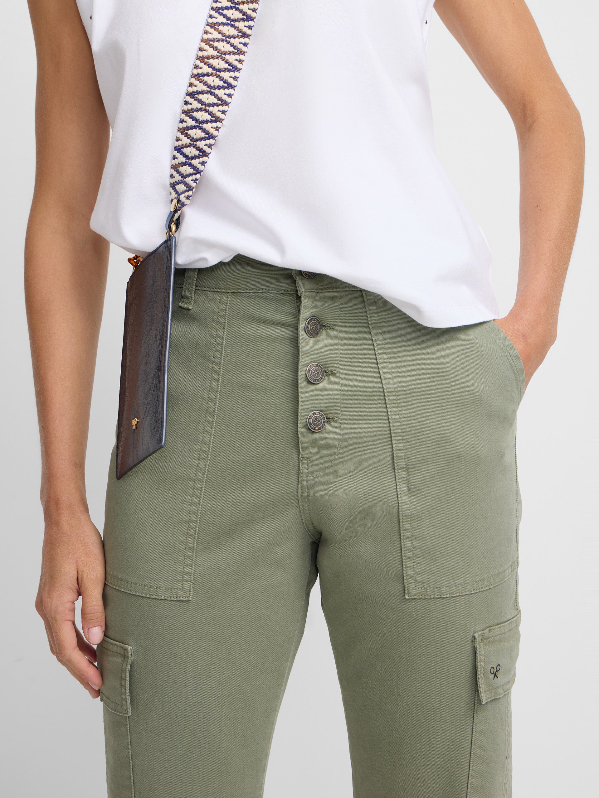 Pantalon woman denim cargo khaki