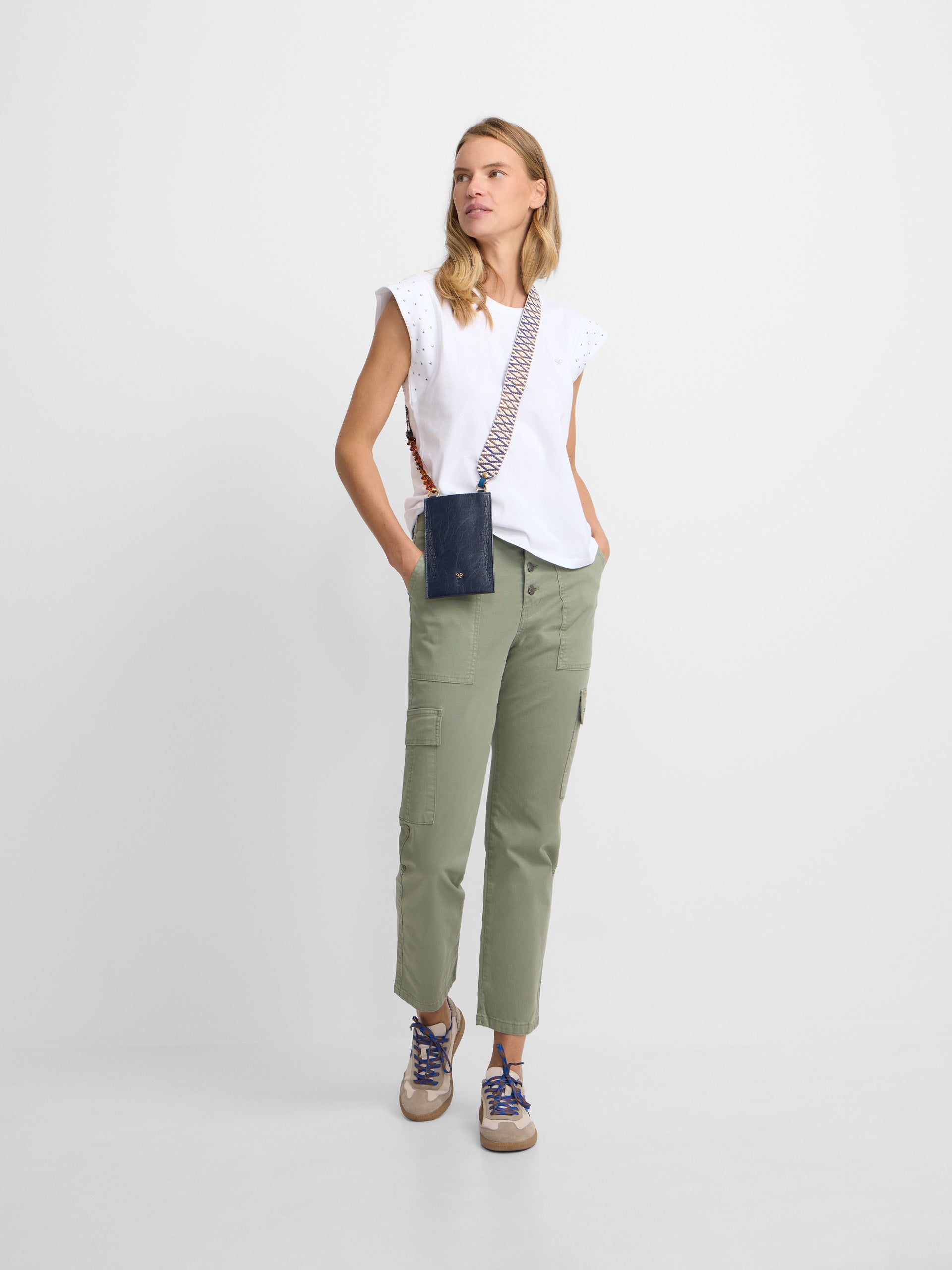 Pantalon woman denim cargo khaki