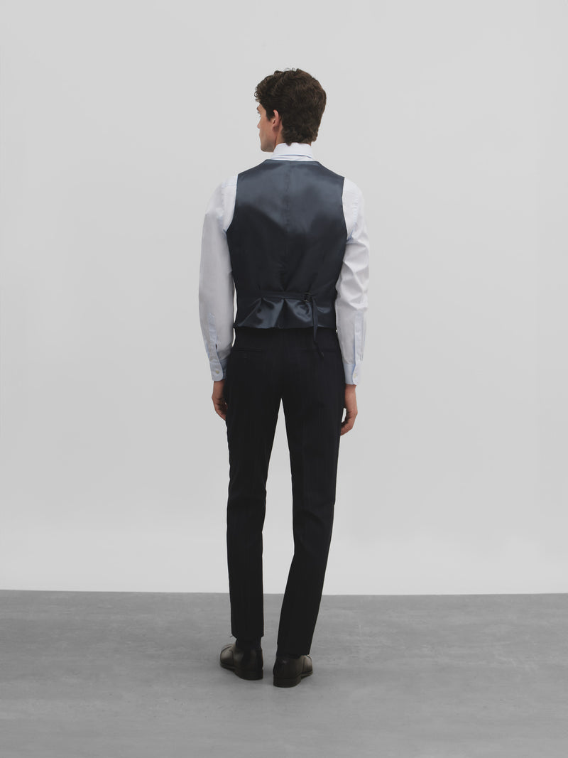 Gilet de costume à rayures bleu marine