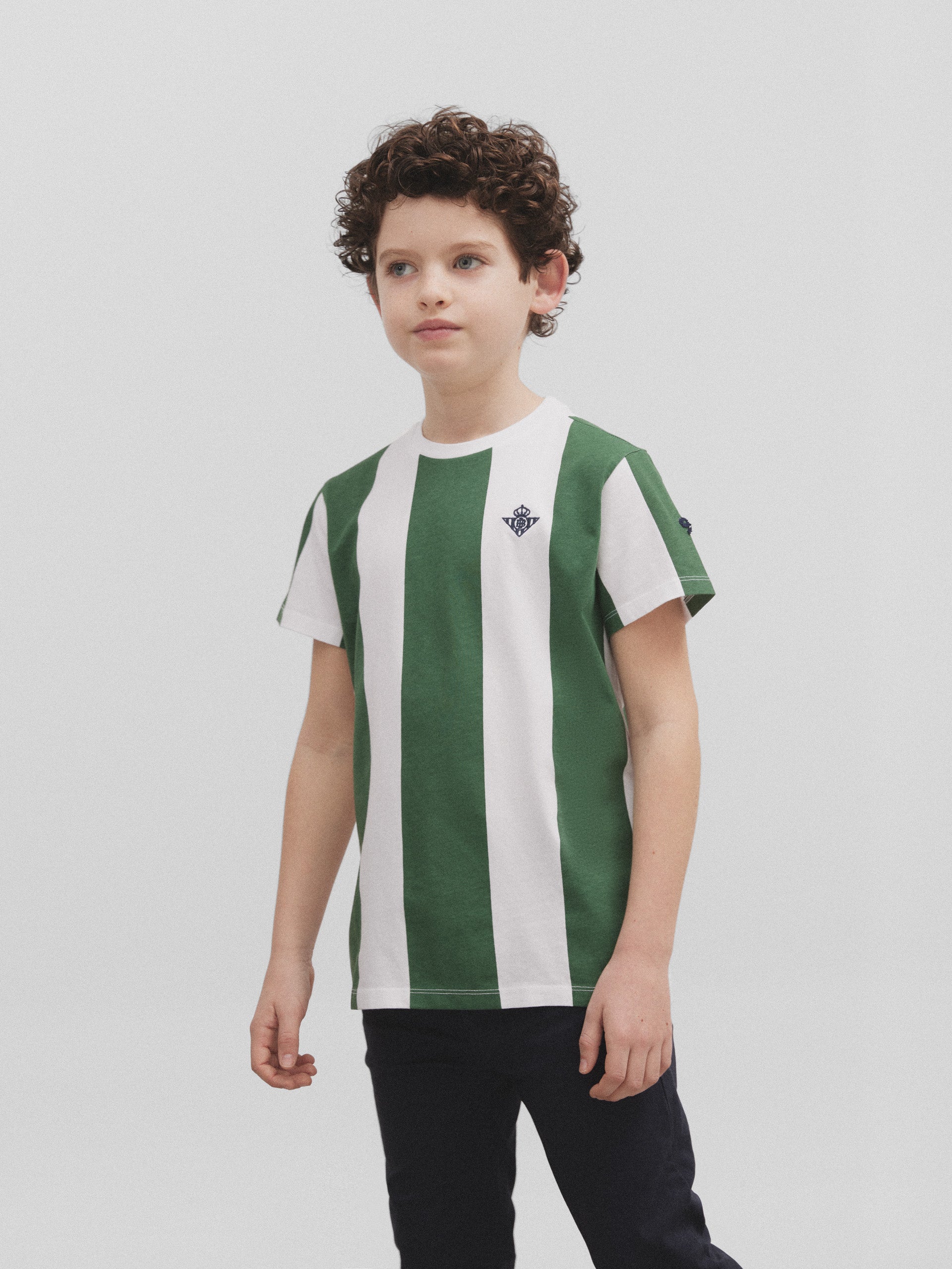 Retro striped kids t-shirt betis green
