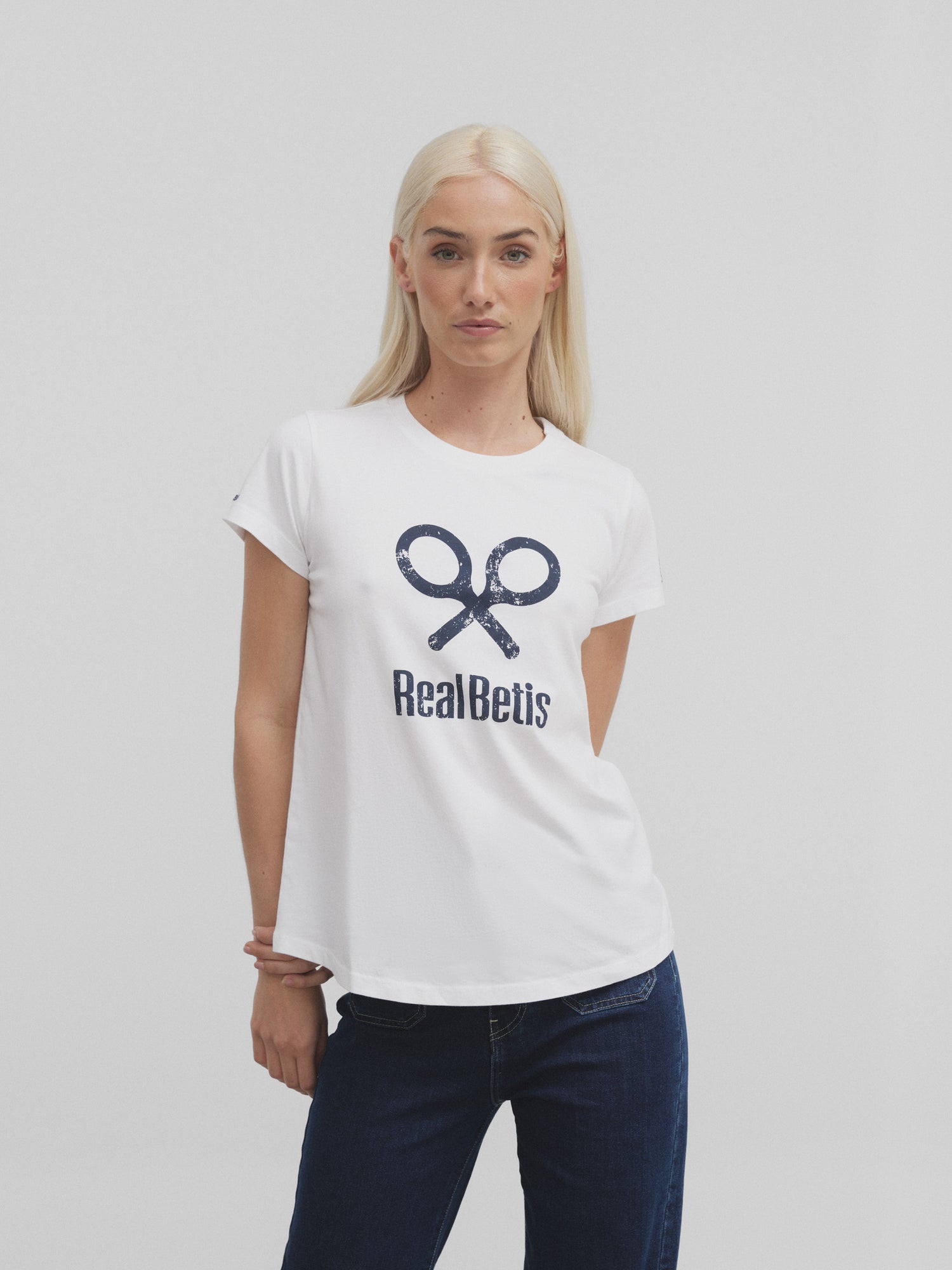 Camiseta woman raqueta real betis blanca