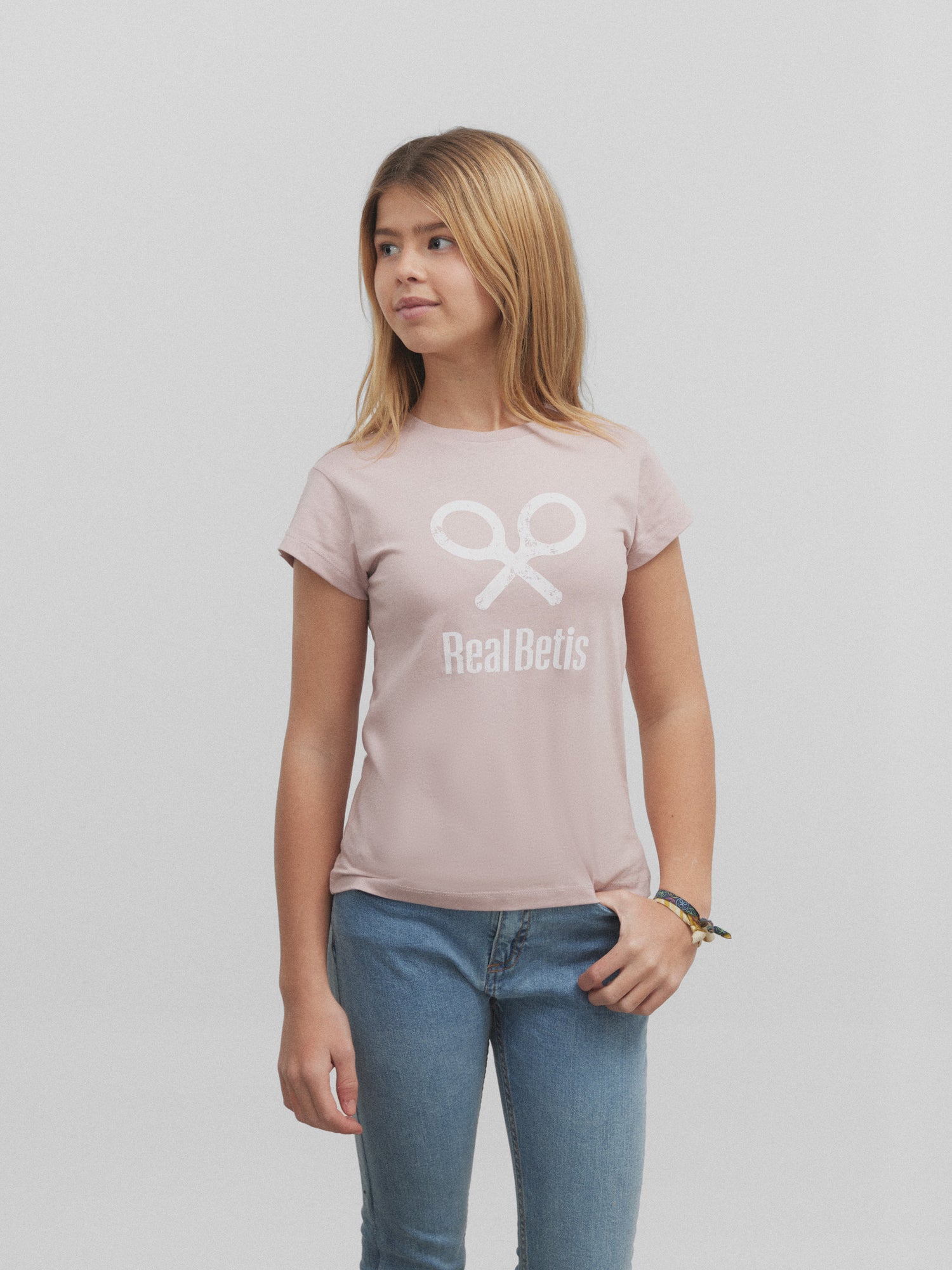 Pink real betis girl racket t-shirt