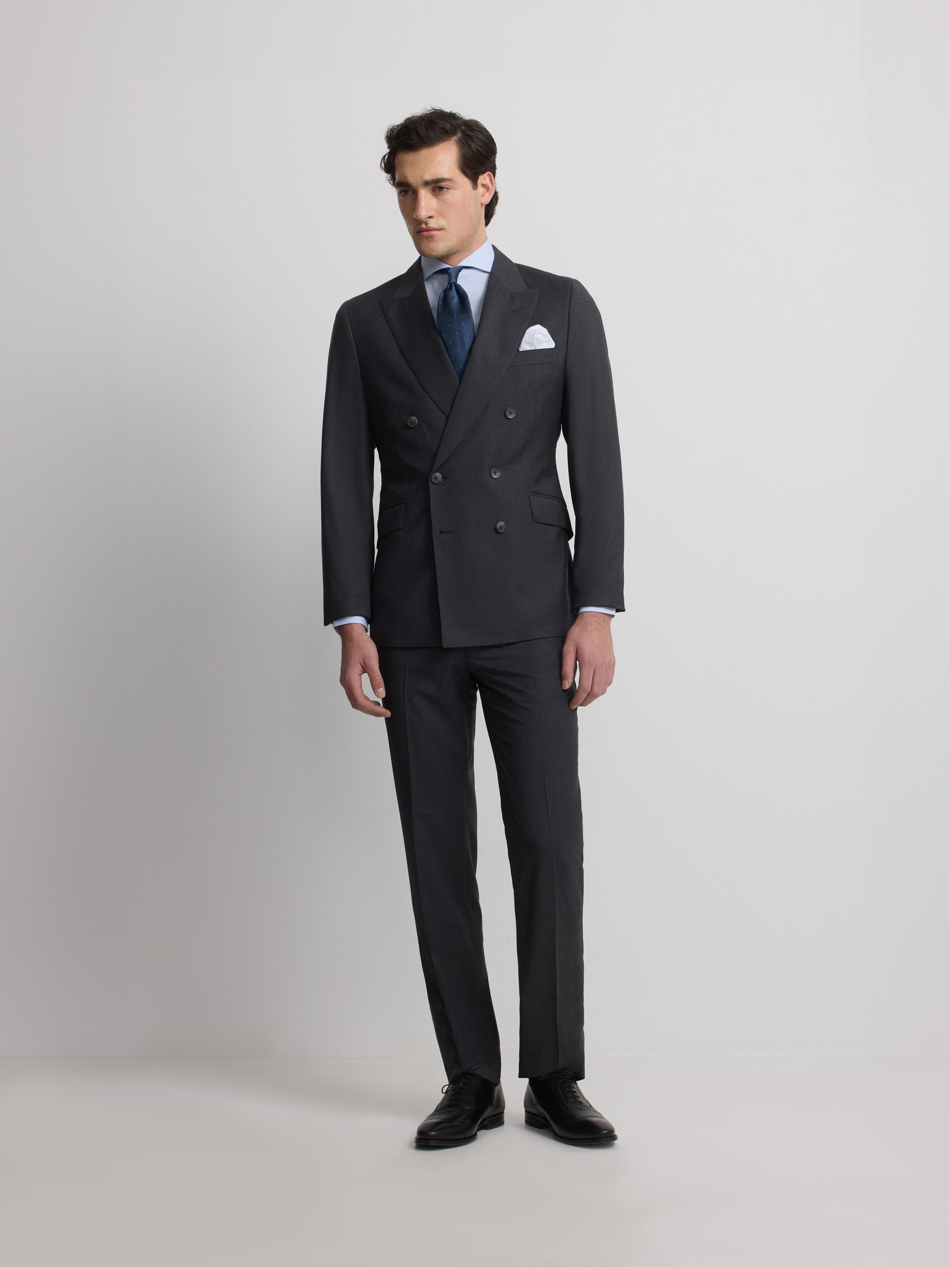 Americana traje cruzado stretch gris