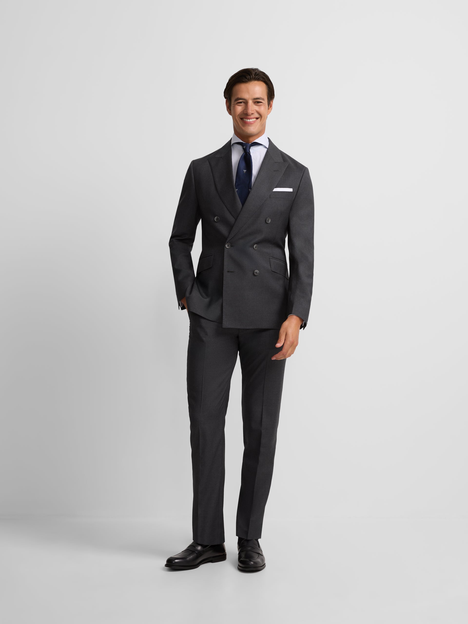 Blazer cruzado cinzento elástico