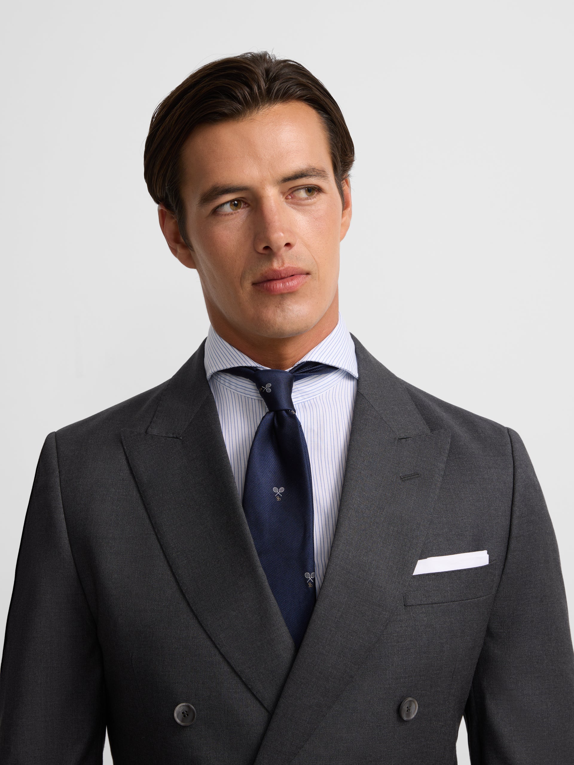 Blazer cruzado cinzento elástico