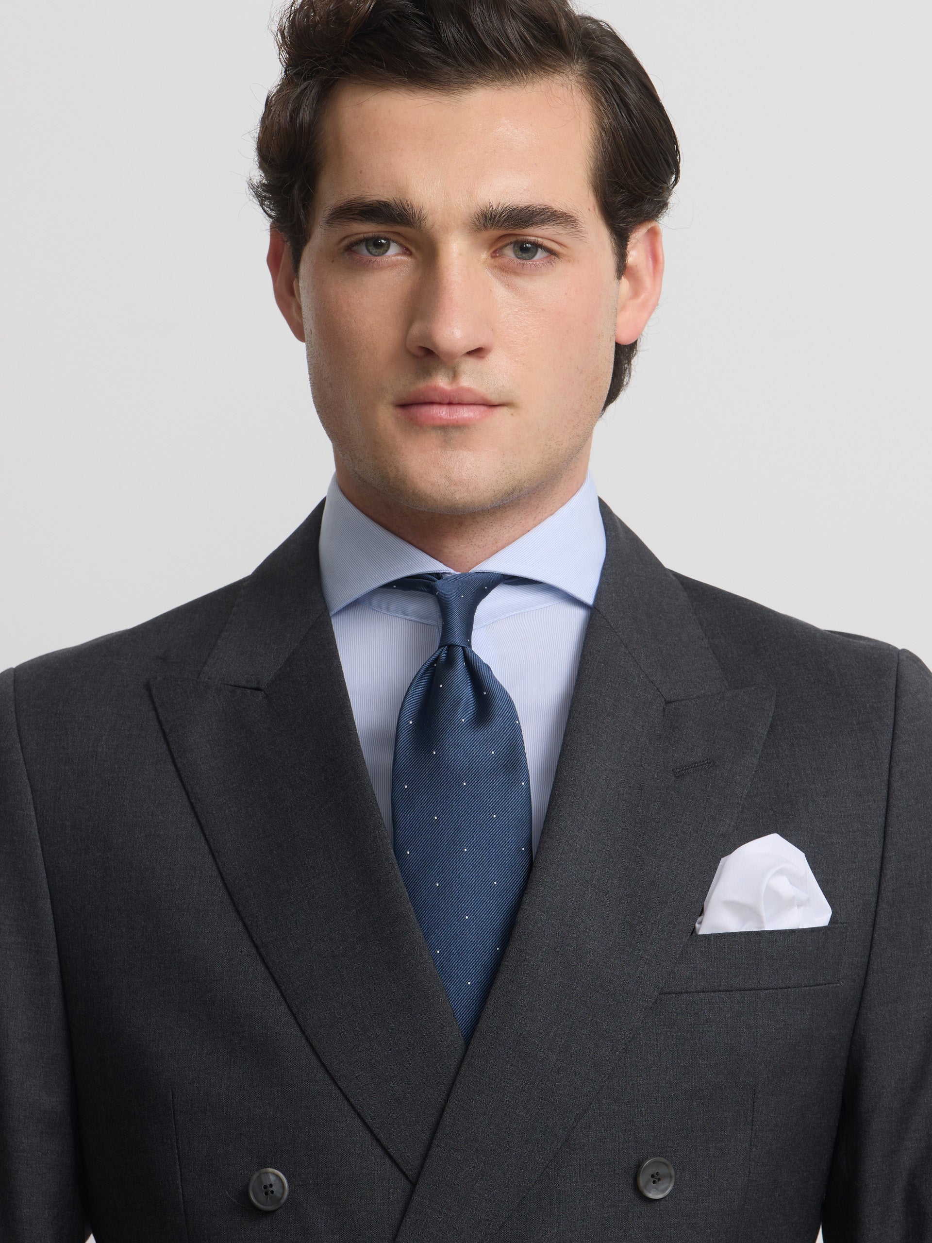 Americana traje cruzado stretch gris