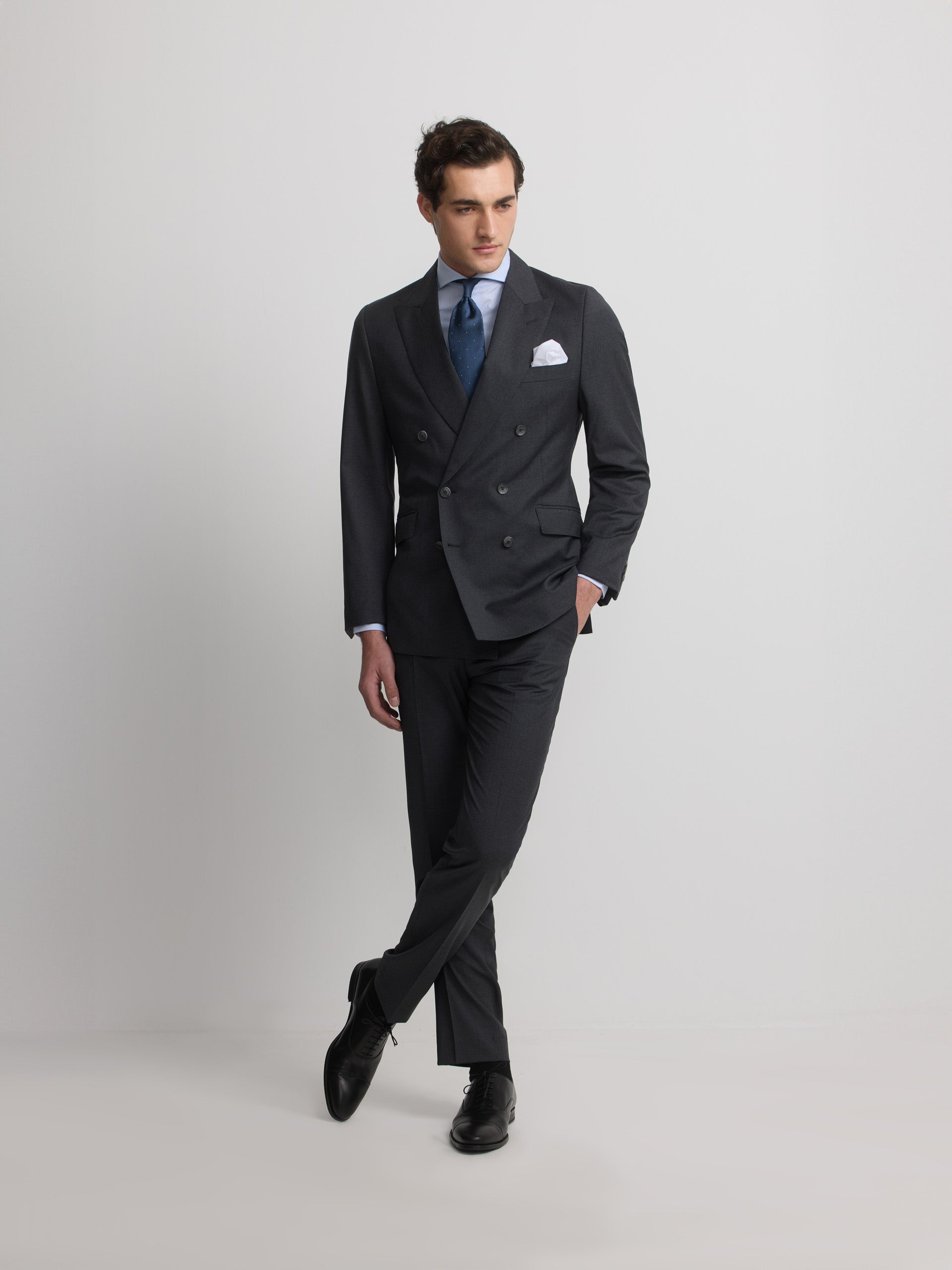 Americana traje cruzado stretch gris