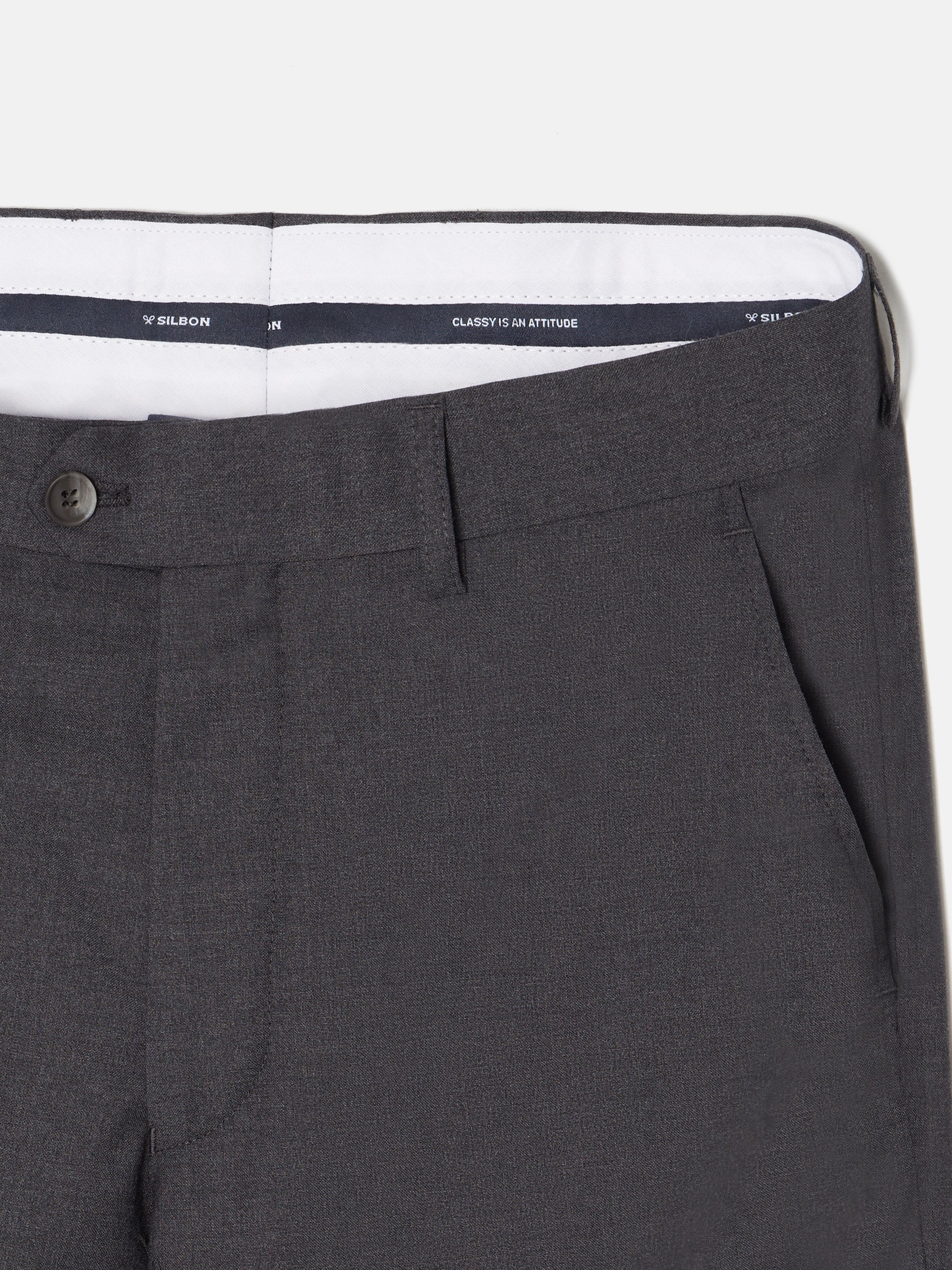 Gray stretch double-breasted suit pants