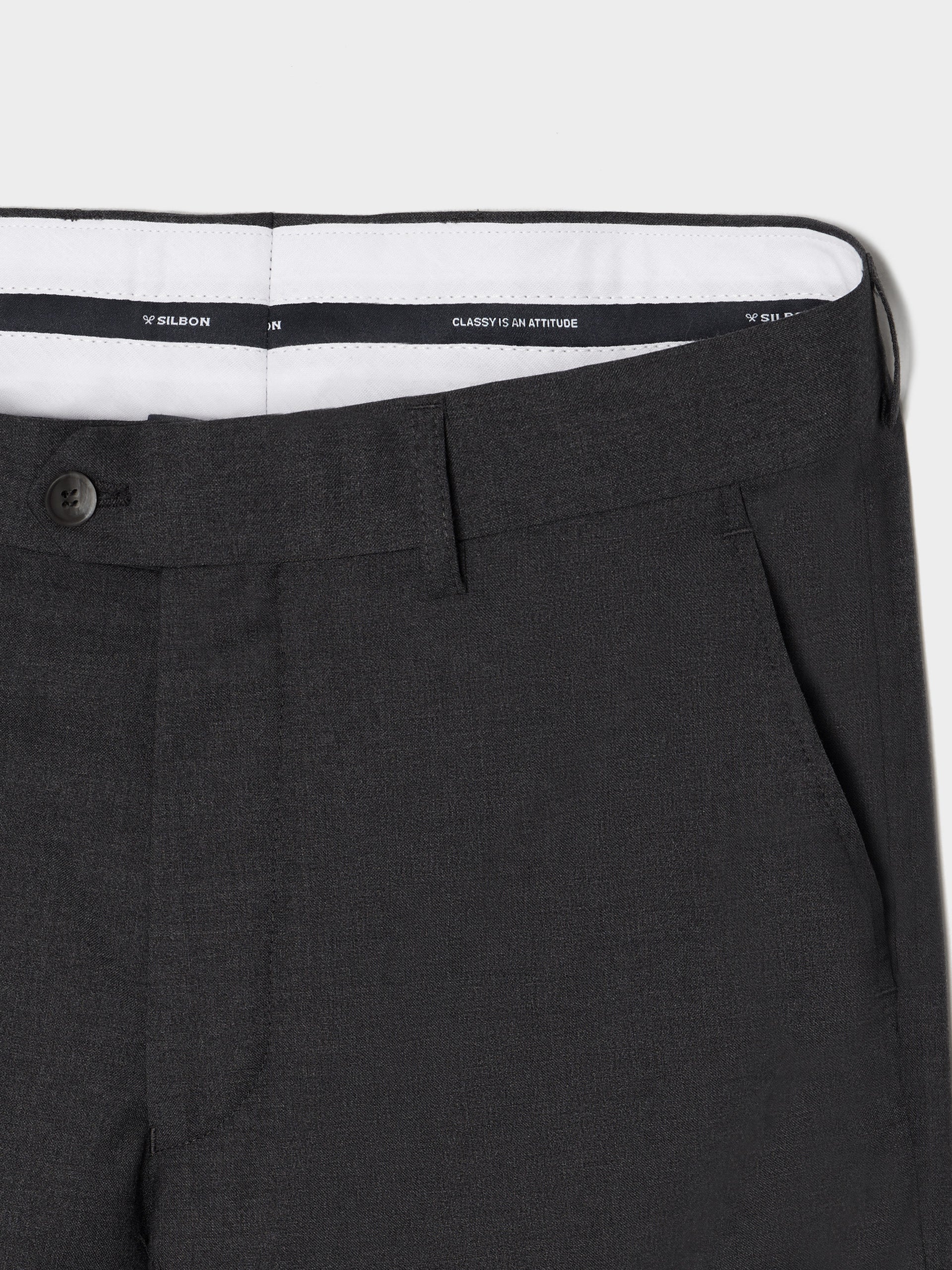 Gray stretch double-breasted suit pants