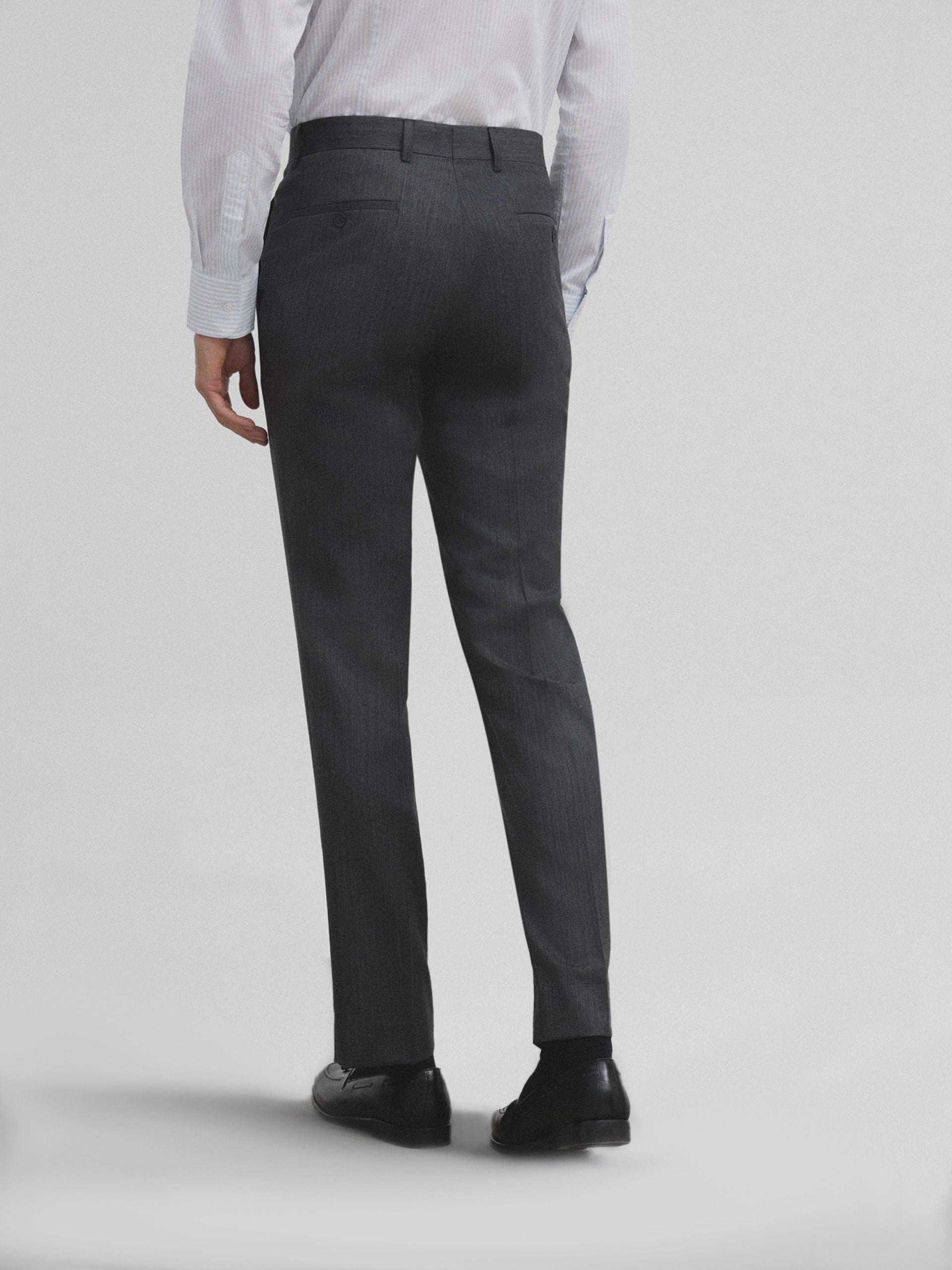 Gray stretch double-breasted suit pants