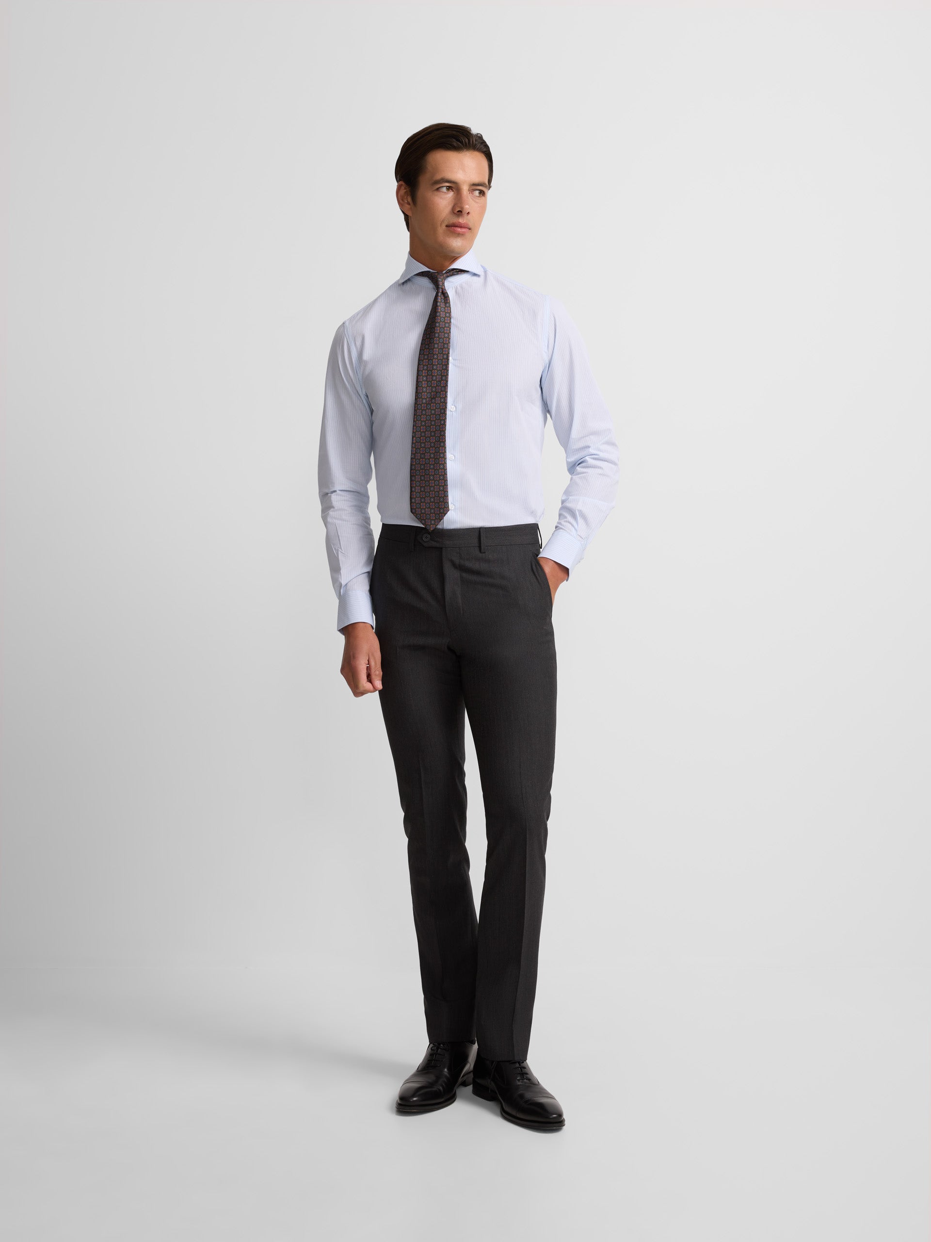 Classic gray herringbone suit pants