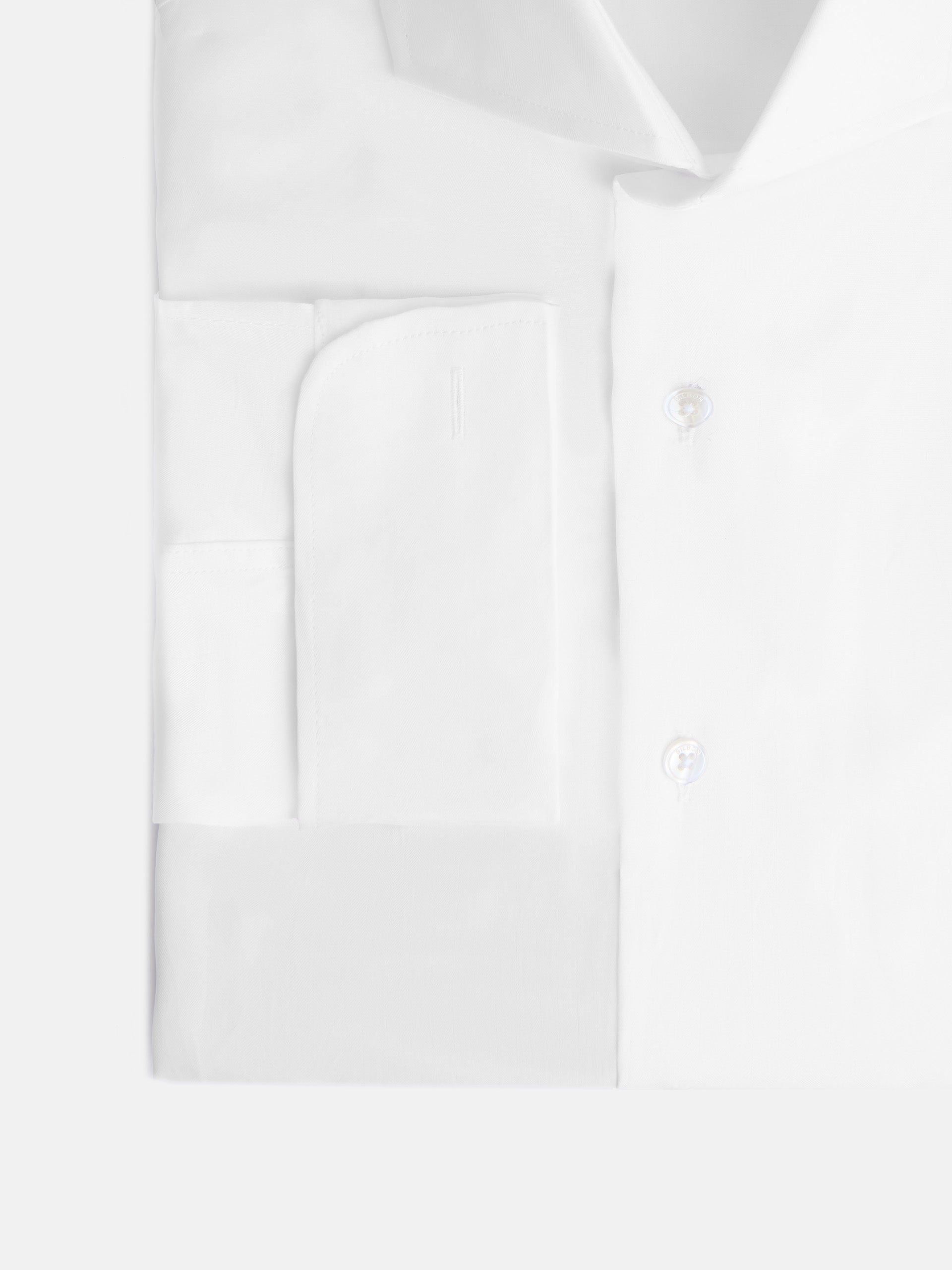 Camisa de vestir branca espinhada, punho duplo