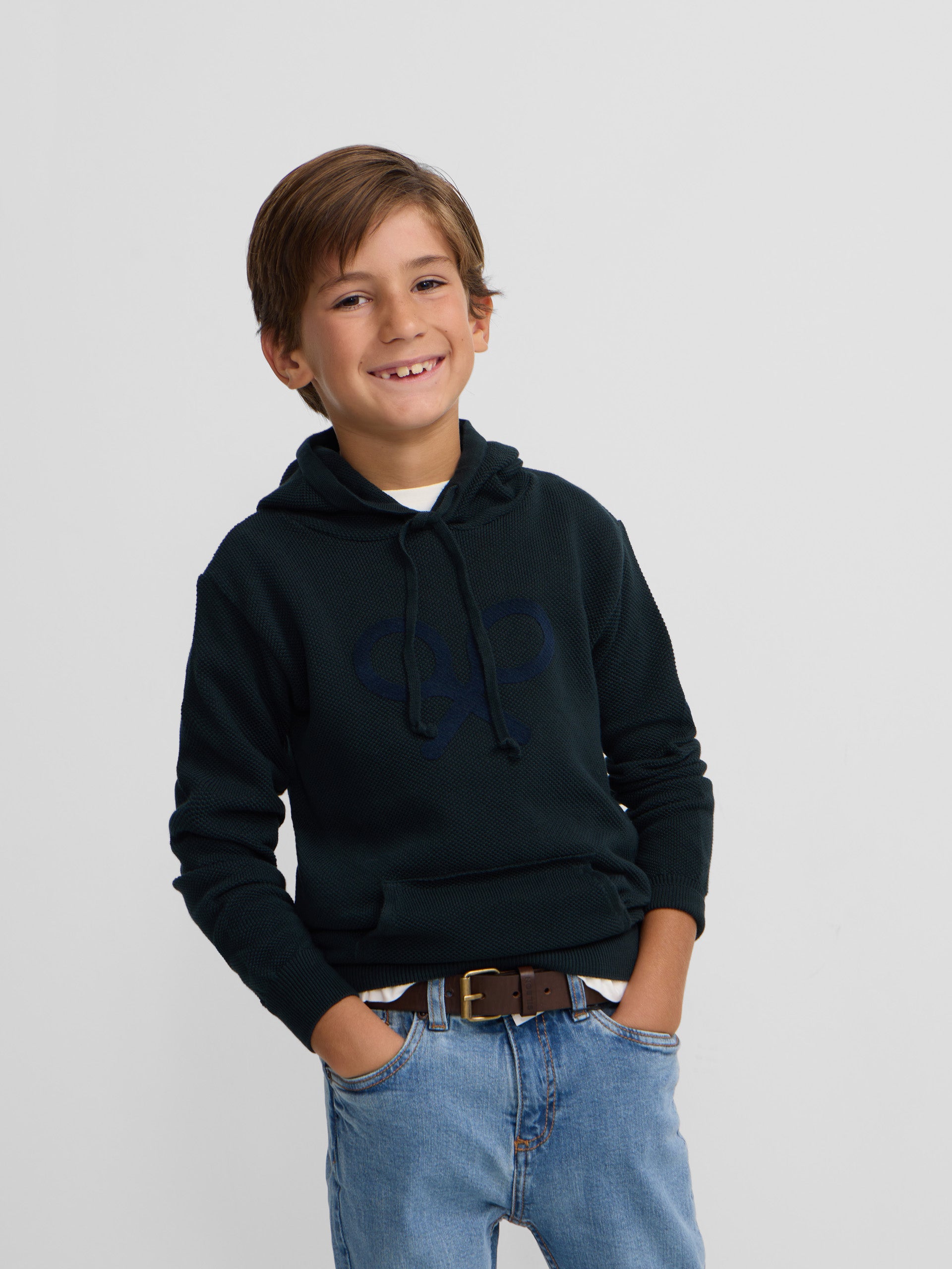 Kids green hooded racquet jersey