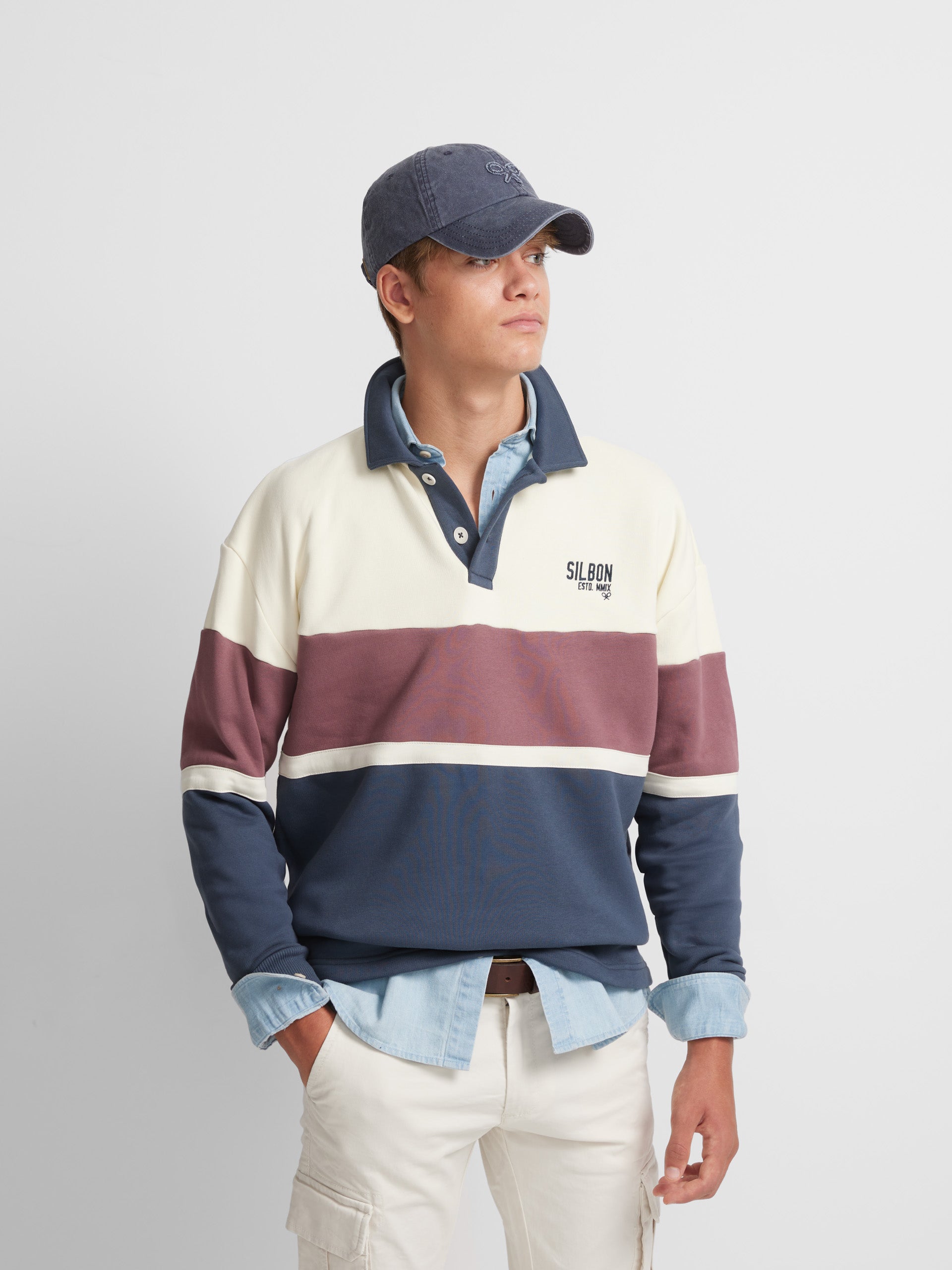 Sudaderas SILBON Sudadera Special Fit Multicolor Burdeos Para