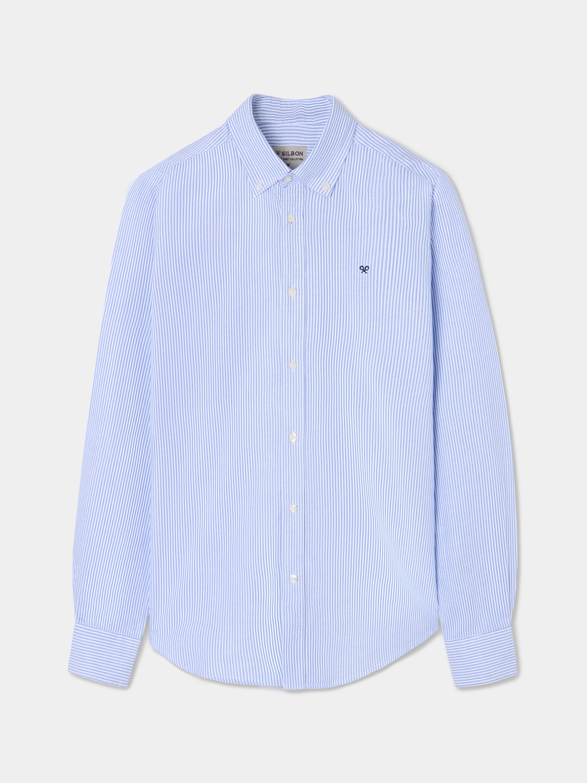 Chemise sport oxford rayures bleu moyen
