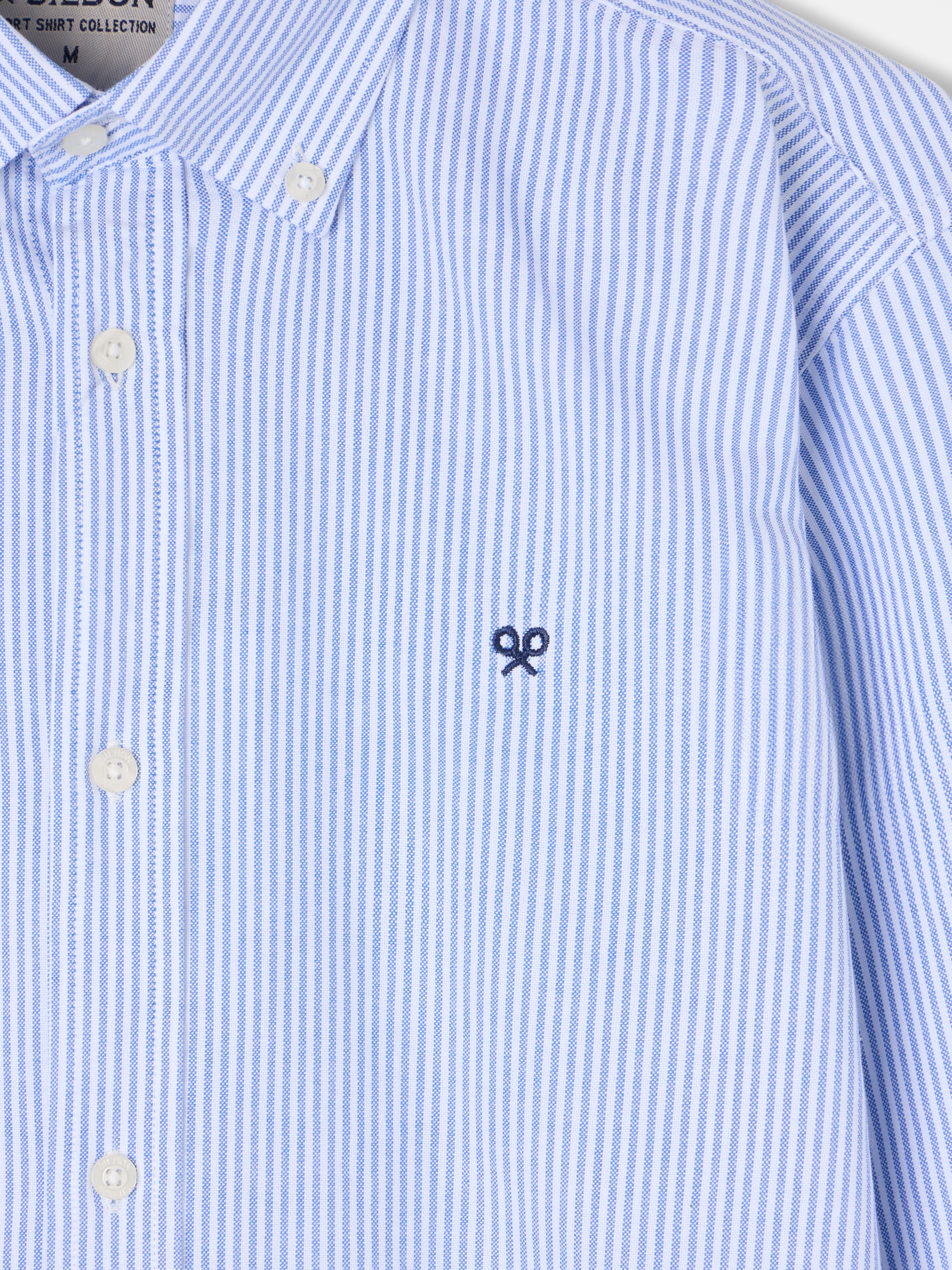 Chemise sport oxford rayures bleu moyen