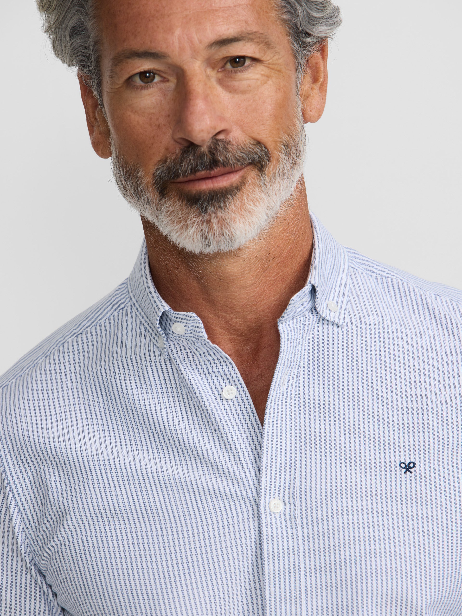 Chemise sport oxford rayures bleu moyen