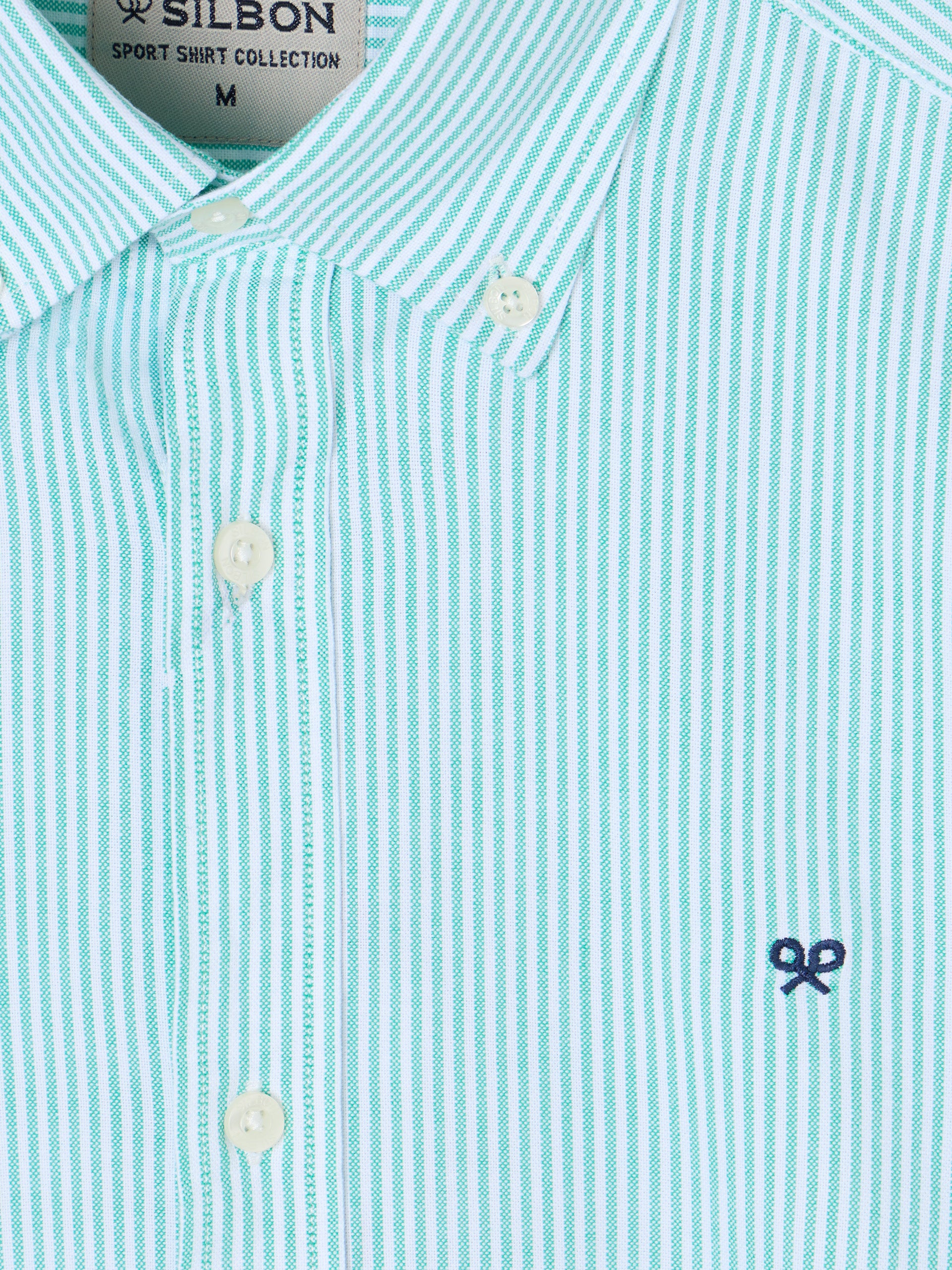 Camisa sport oxford riscas verde médio