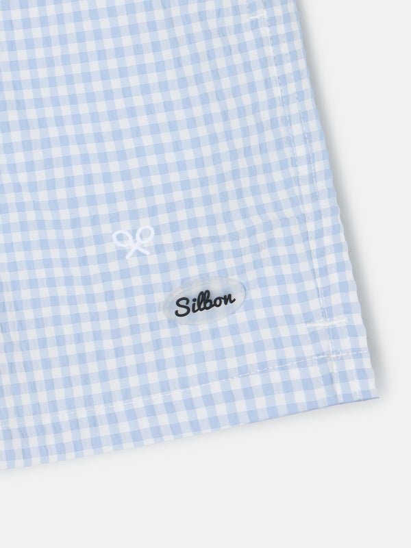 Maillot de bain à carreaux bleus