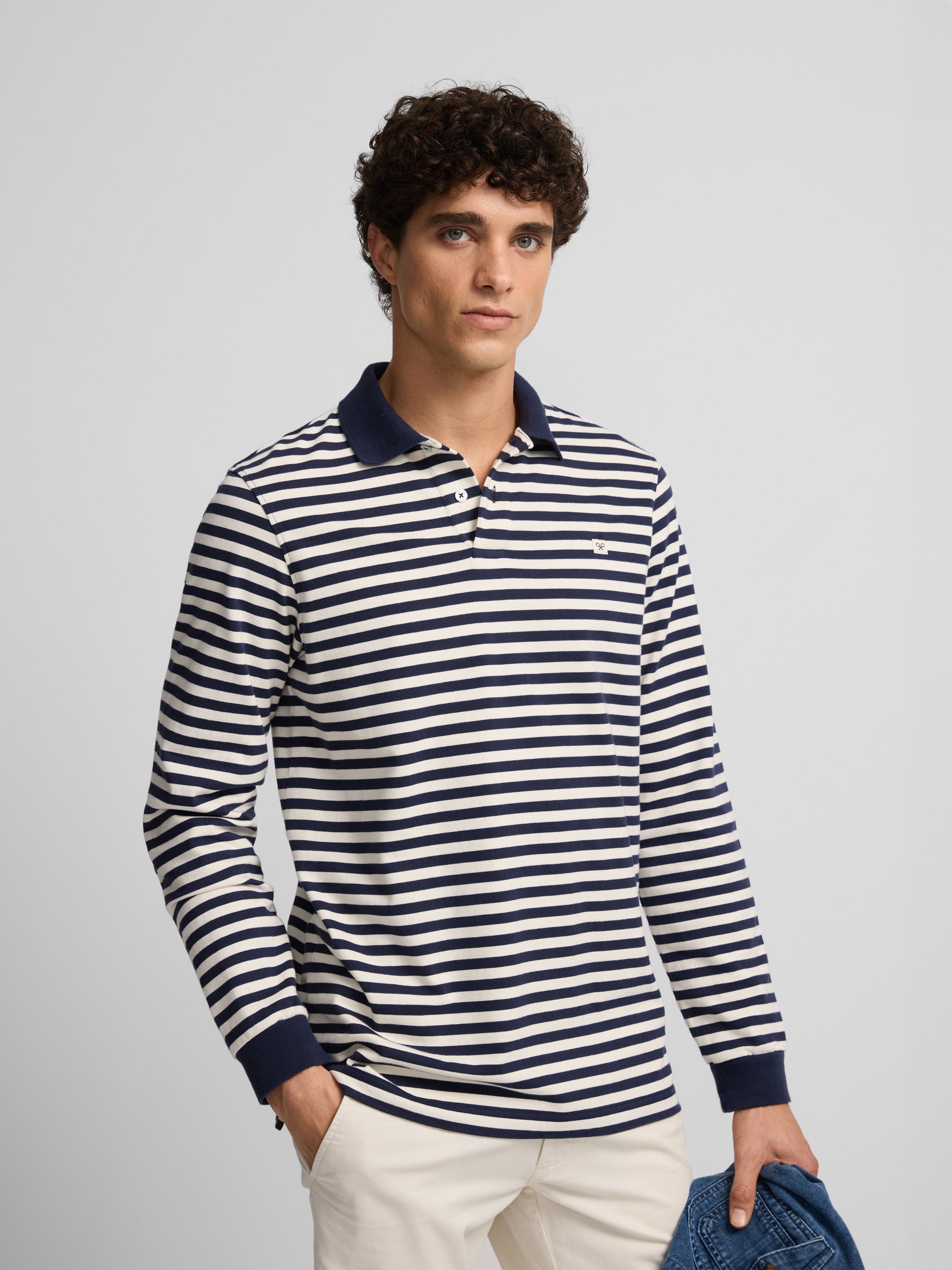 Short Sleeve Striped Polo - Light Blue main image 1