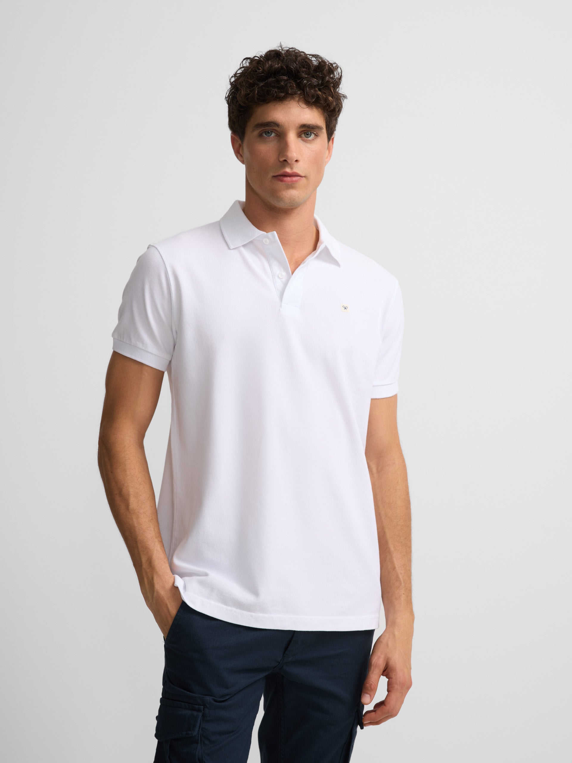 Polo clássico minipatch branco