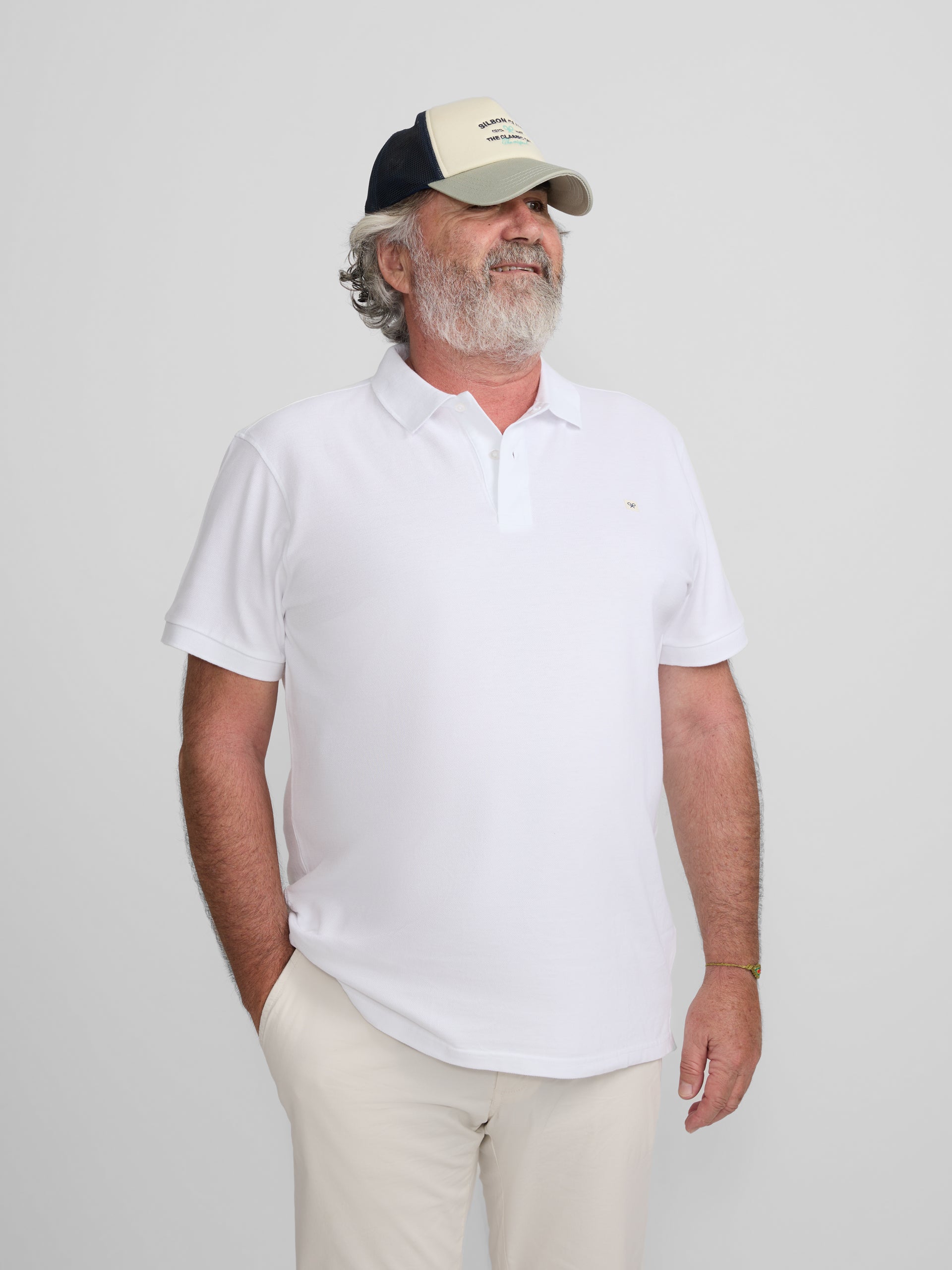 Polo clássico minipatch branco