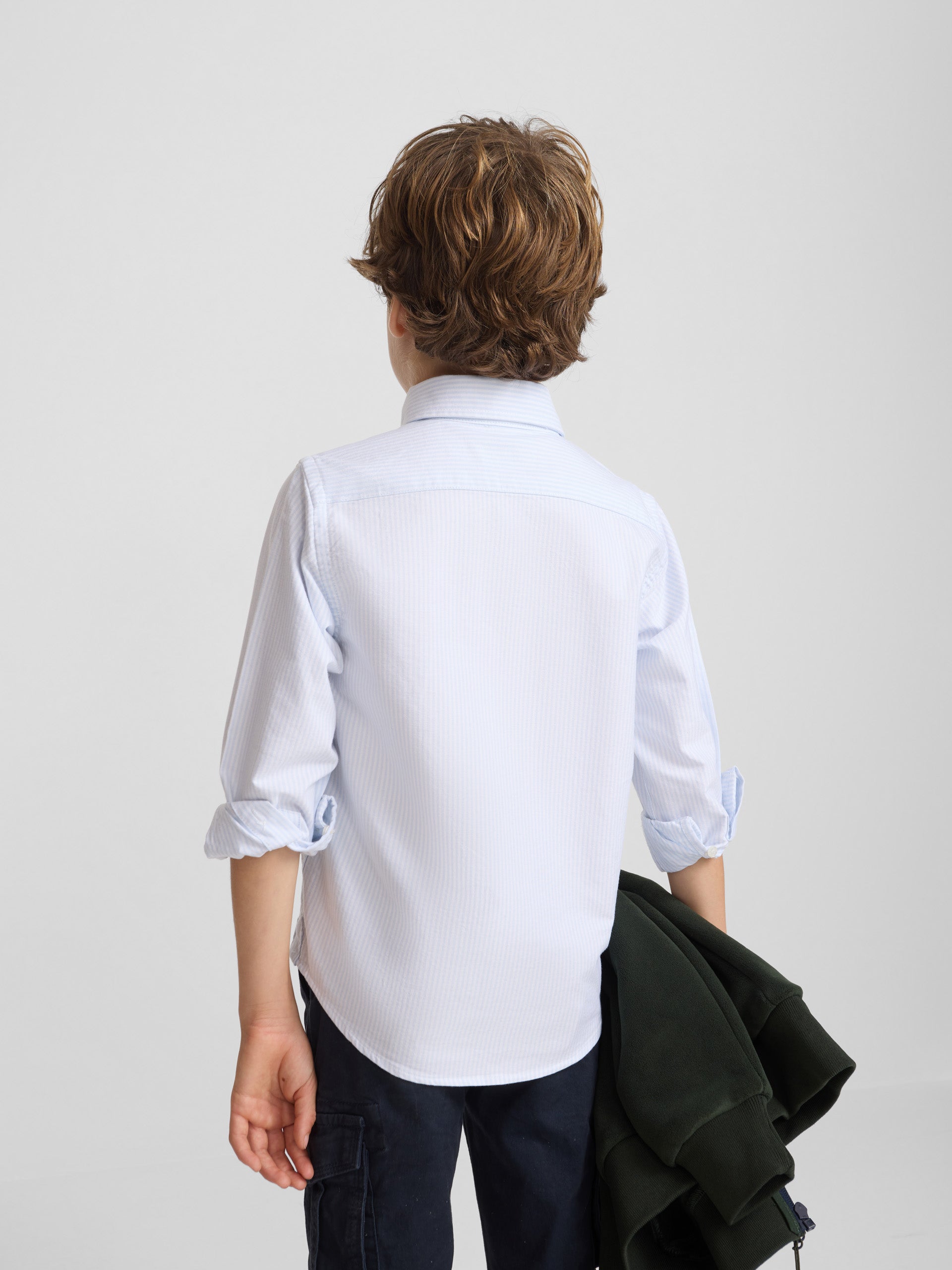 Camisa sport kids rayas oxford celeste