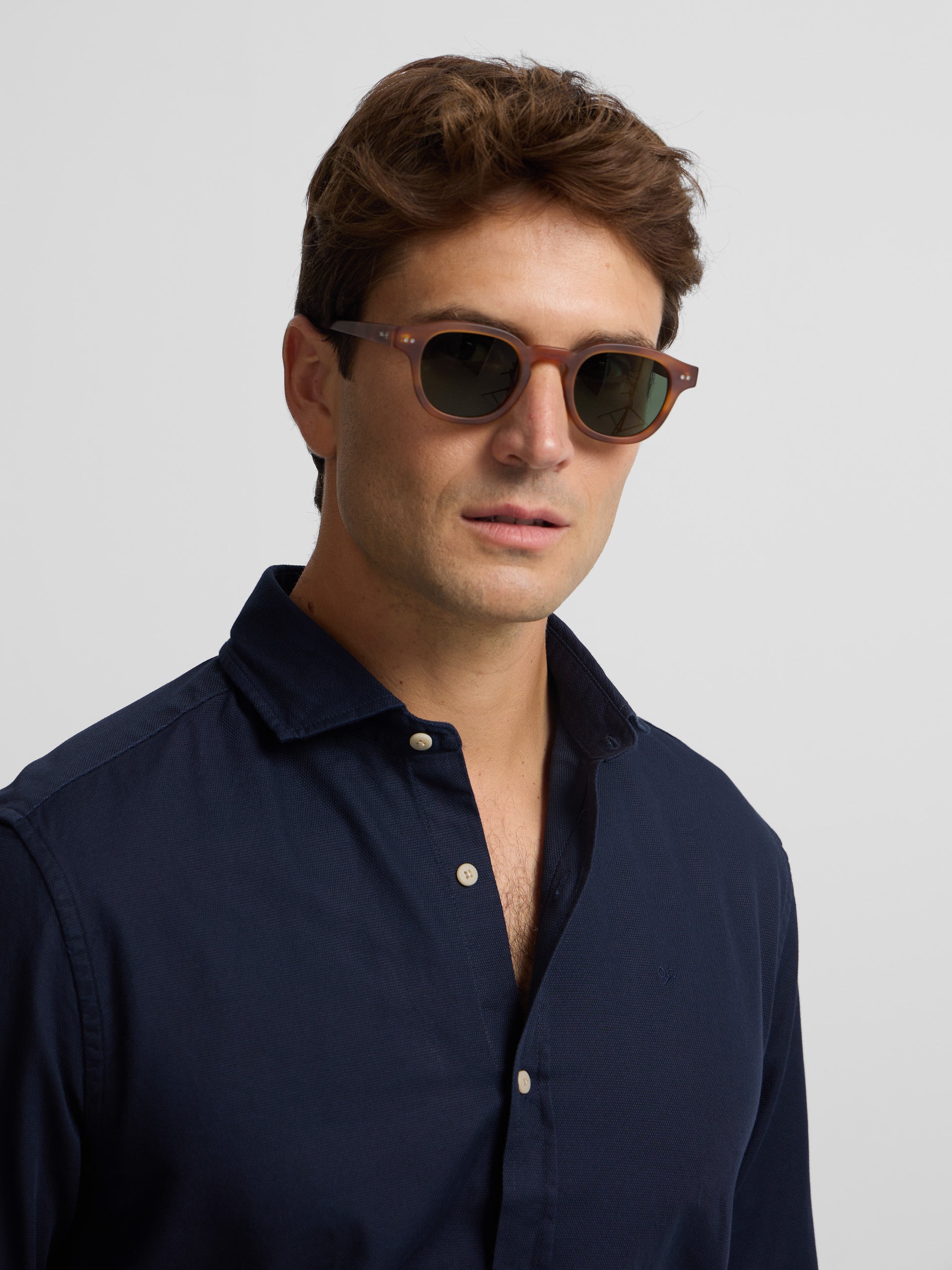 Camisa sport mini-estrutura azul-marinho