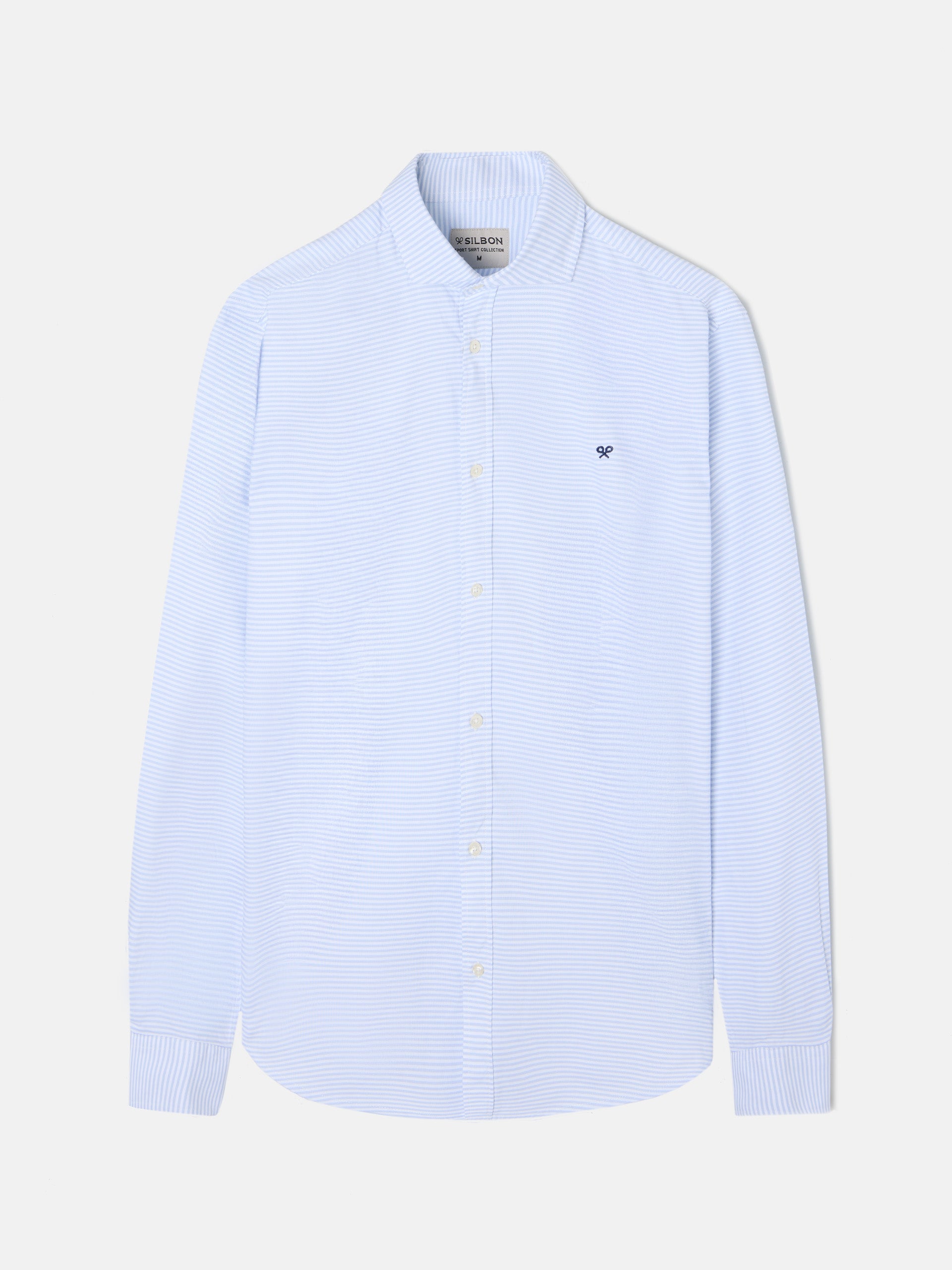 Camisa sport oxford rayas horizontales celeste