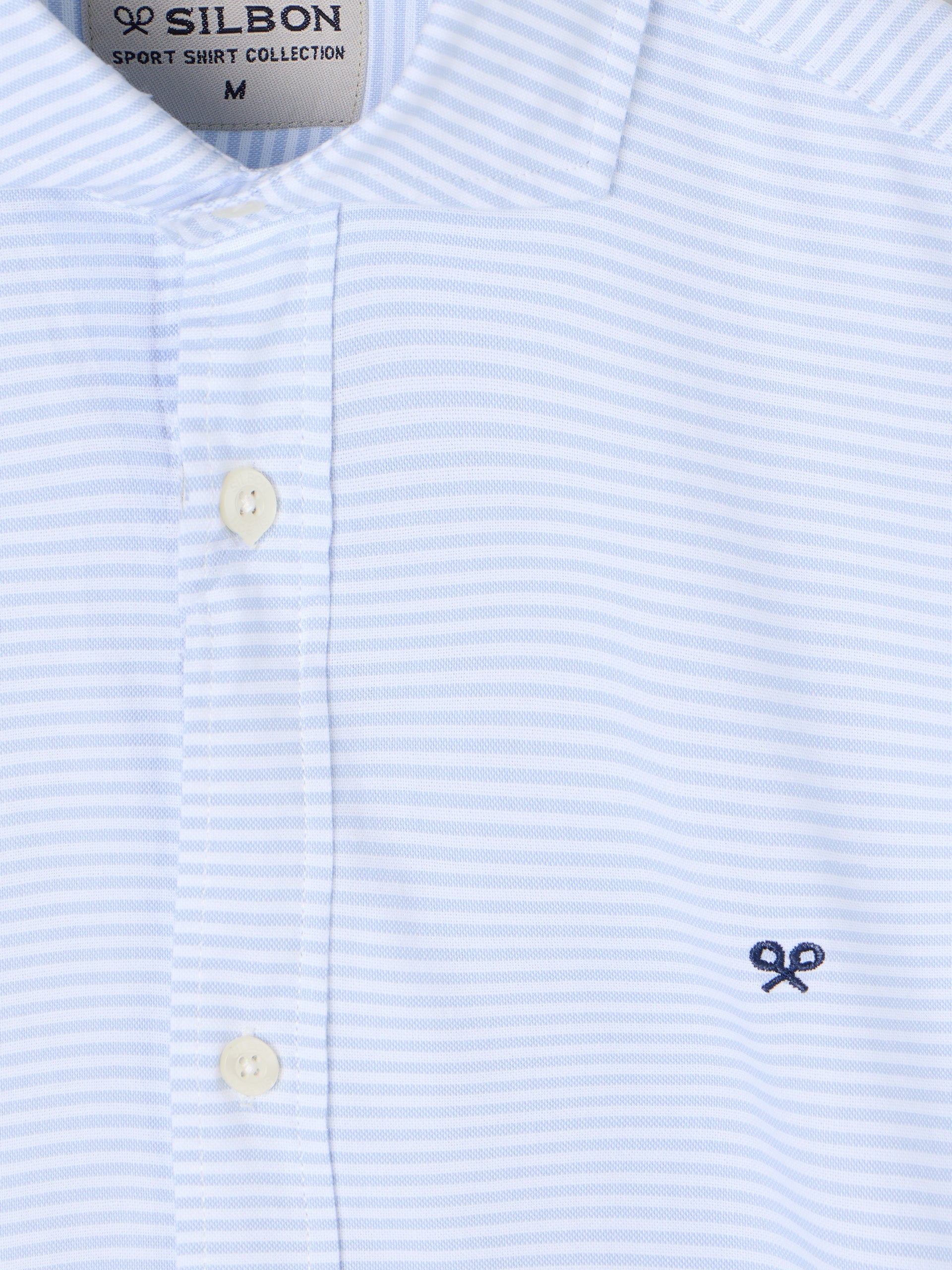 Camisa sport oxford rayas horizontales celeste
