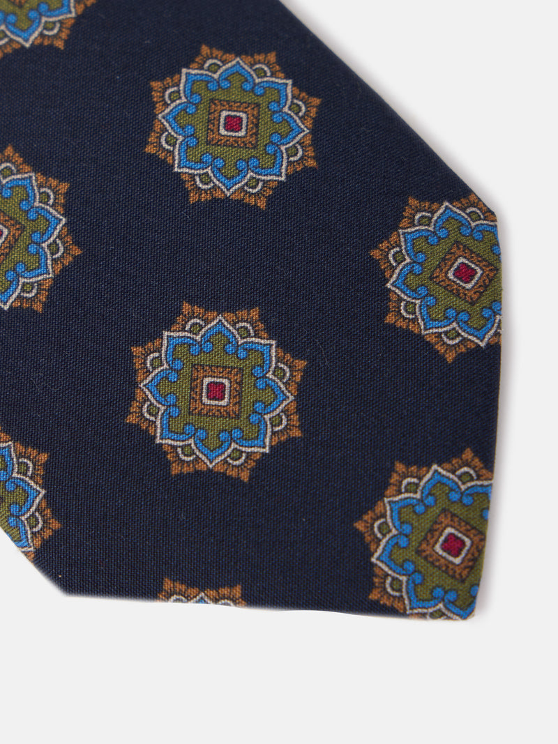 Navy blue Ankara pattern tie